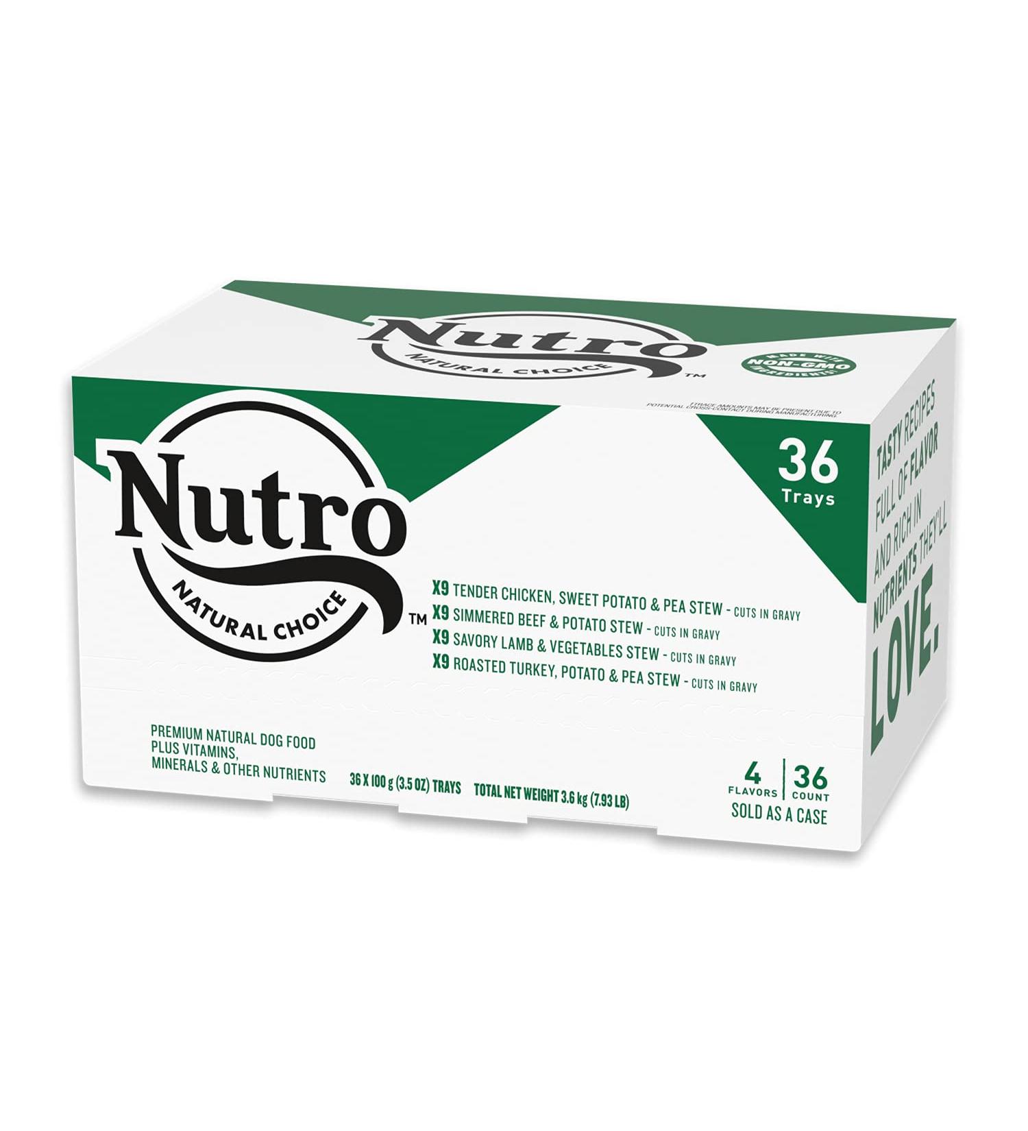 NUTRO Adult High Protein Grain-Free Wet Dog Food Variety Pack - Beef, Lamb, Chicken, Turkey - 36 Pack x 3.5oz - Buy Online on GoSupps.com