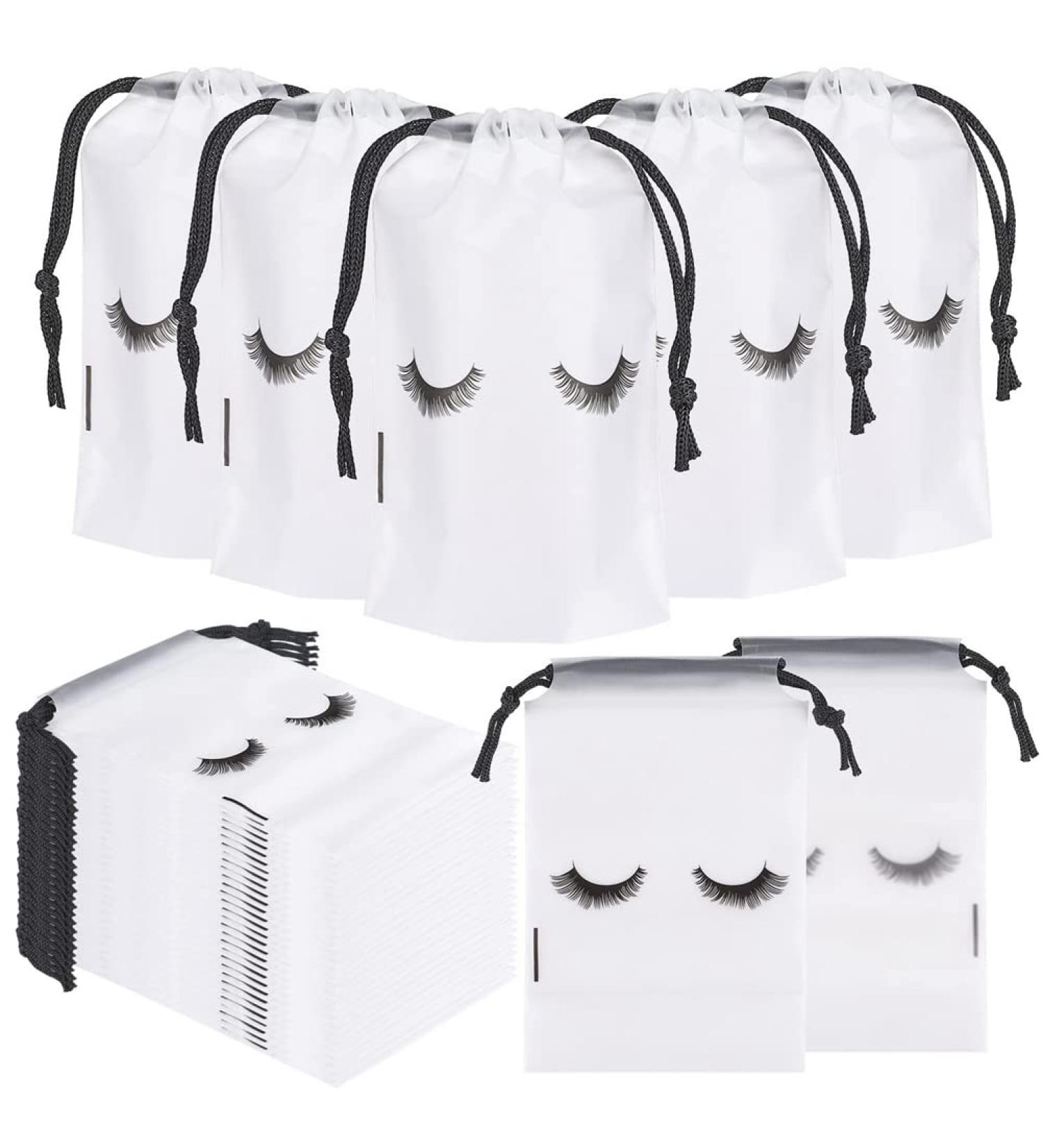 korvre 100Pcs Lash Bags for Clients Lash Goodie Bags for Clients Bags Eyelash Extensions Makeup Bags Clear - Buy Online on GoSupps.com