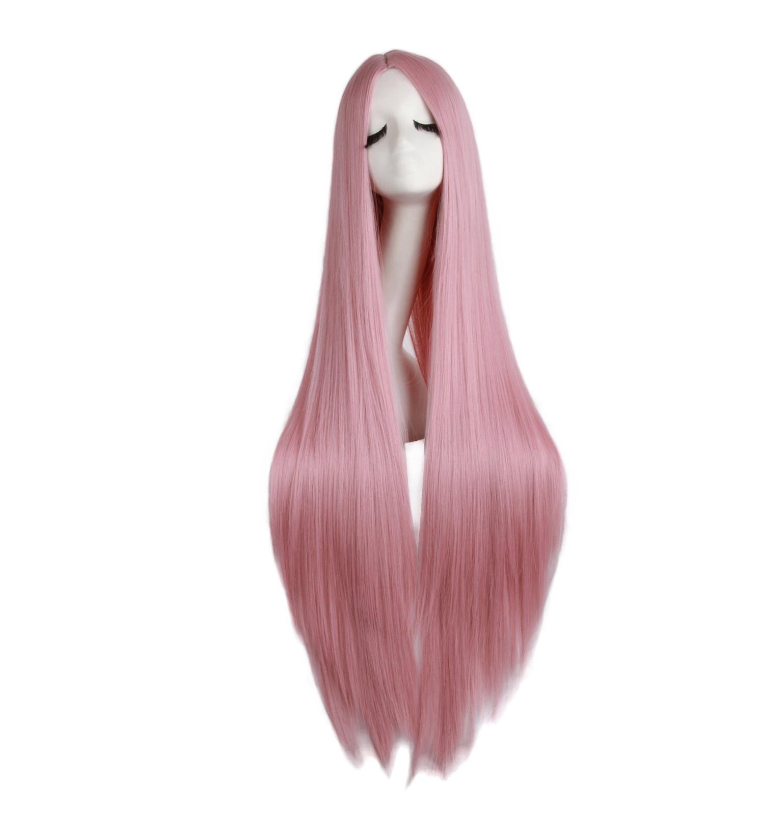 MapofBeauty 40/100cm Natural Soft Straight Long Cosplay Wig - Rouge Pink - Buy Online on GoSupps.com
