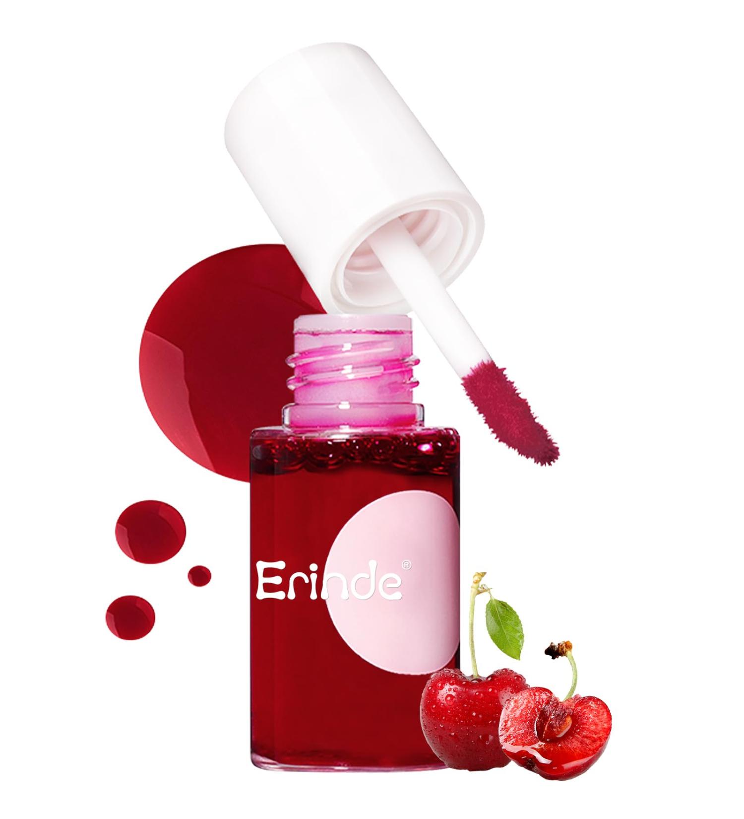 Erinde #04 Cherry Lip Tint Stain - Korean Waterproof Makeup Non-Sticky Long-Lasting Mini Liquid Lipstick - Buy Online on GoSupps.com