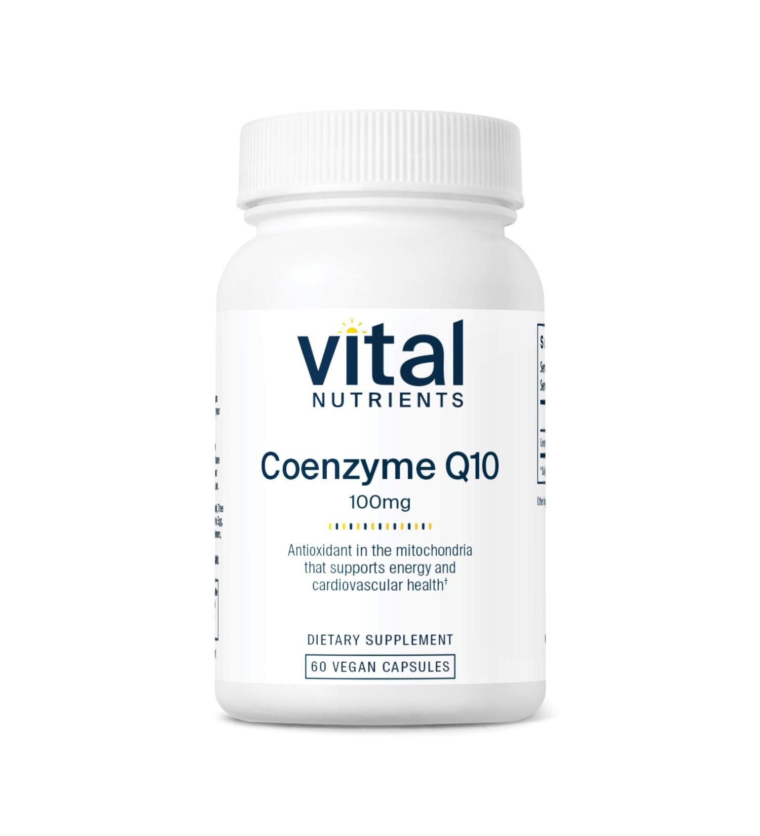 Vital Nutrients CoQ10 100mg - Vegan CoEnzyme Q10 Supplement | Antioxidant for Heart Health & Energy | Gluten Dairy Soy Free Non-GMO | 60 Capsules - Buy Online on GoSupps.com