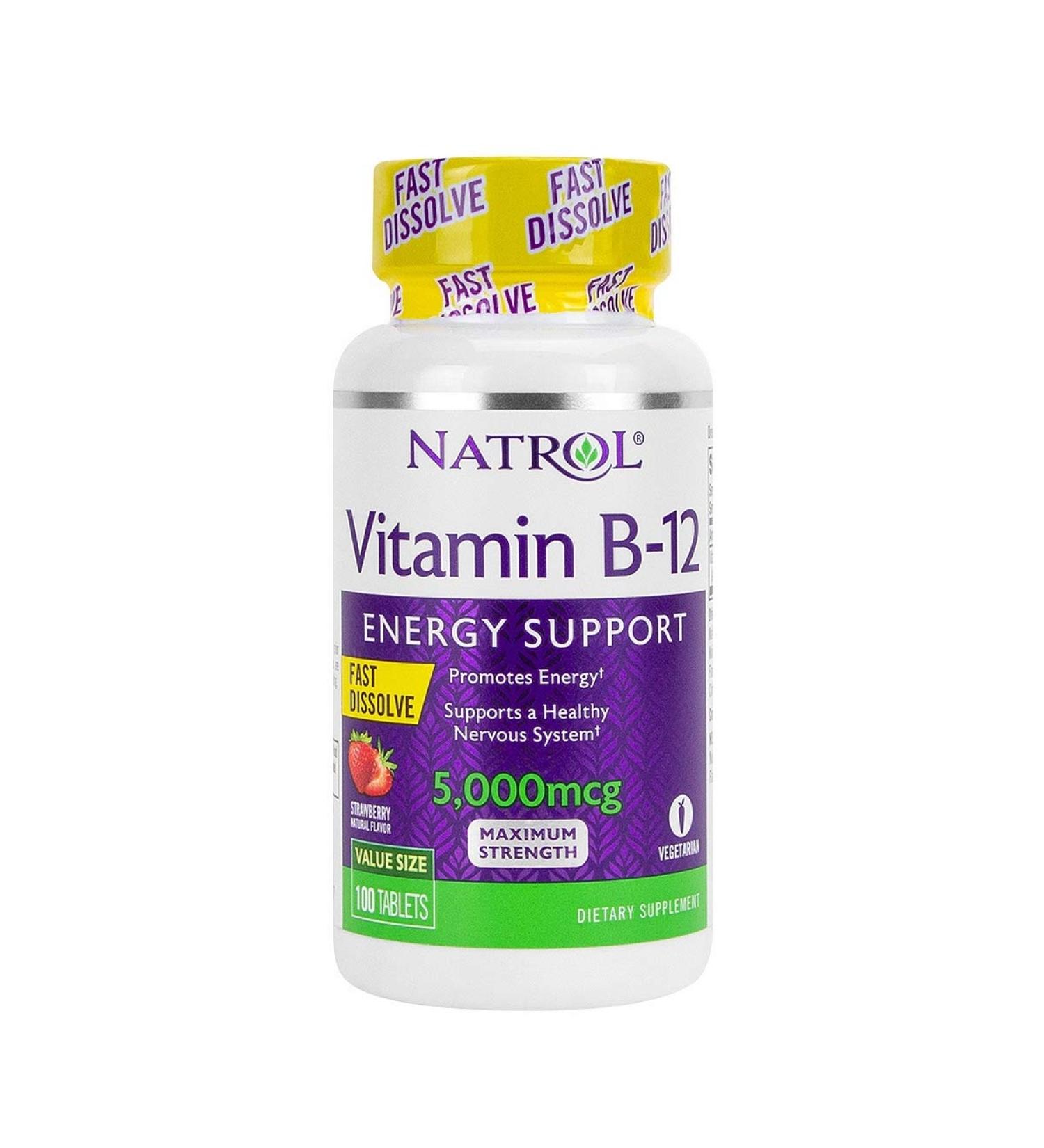 Natrol Vitamin B12 5000 mcg Fast Dissolve - 100 Tablets - Buy Online on GoSupps.com