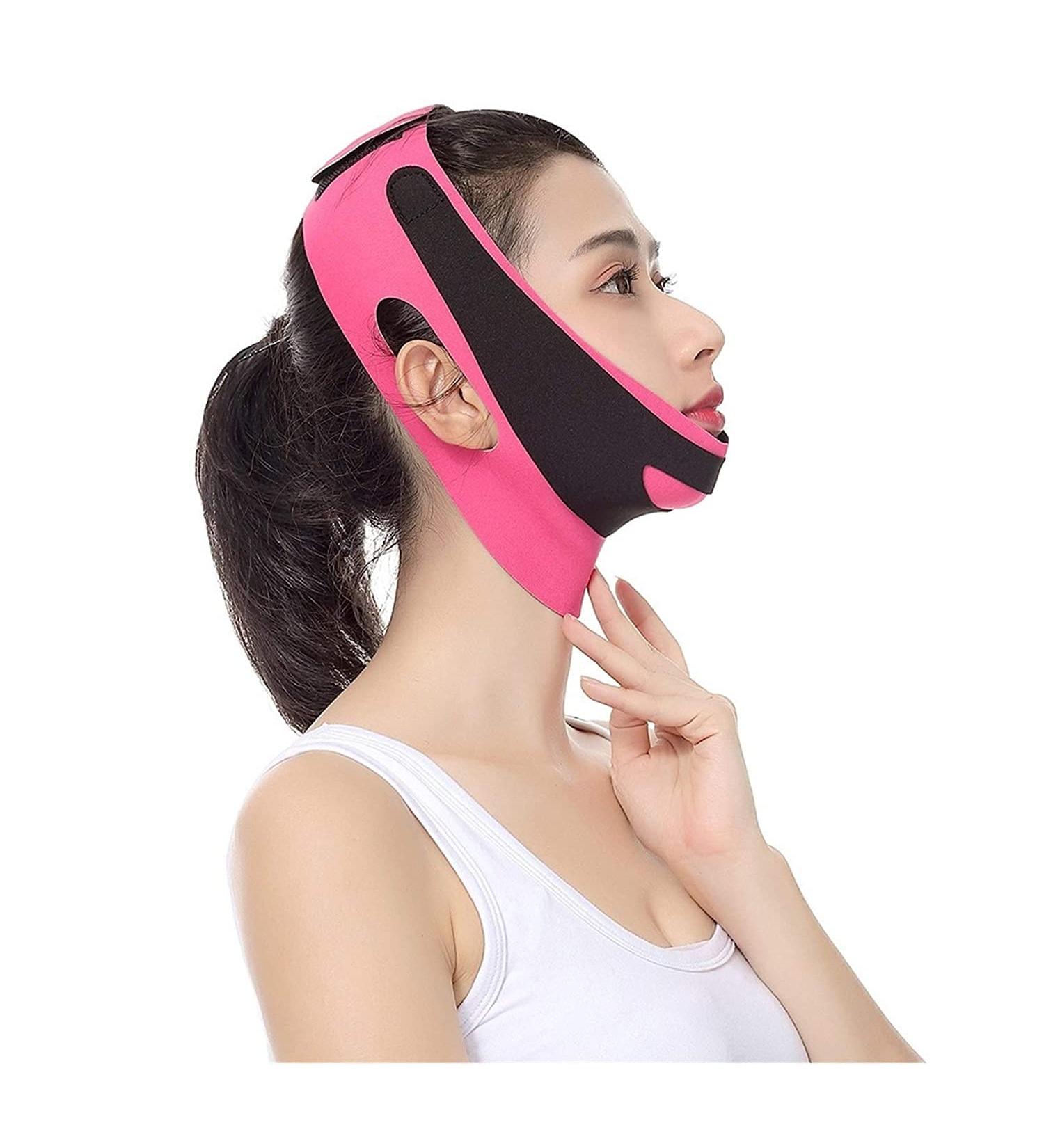 Face Lifting Belt V Line Chin Cheek Slimming Band Pink | Anti Wrinkle Strap for Women - Facial Contouring & Lift Up Tool - Buy Online on GoSupps.com
