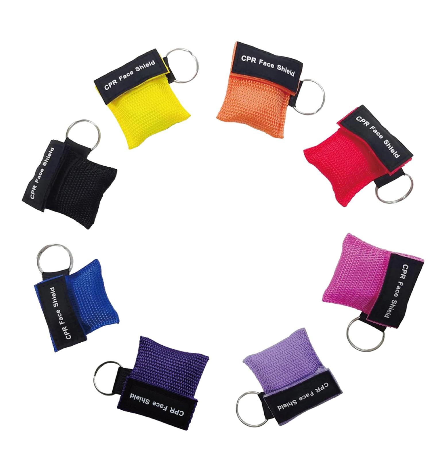 8-Piece Ventilation Mask First Aid Kit | CPR Keyring & Mouth Breathing Aid | Multicolored Barrier Pocket Masks - Buy Online on GoSupps.com