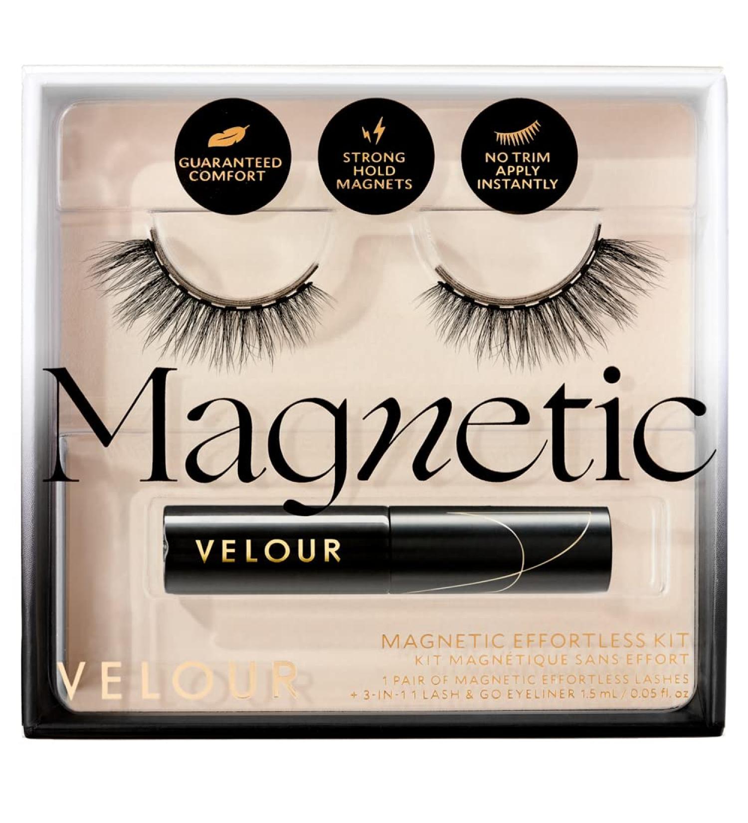 Velour Magnetic Lash Liner and Eyelash Glue Bundle - Vegan & Lightweight Lashes with Black Liquid Eyeliner - Long Lasting and Effortless Wear - Up to 30 Uses - Buy Online on GoSupps.com