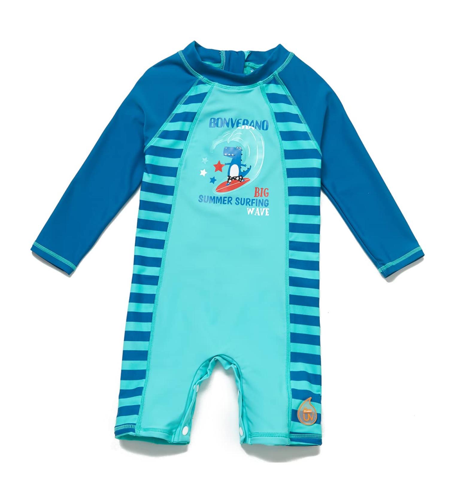 Bonverano Baby Boy UV Protection Swimsuit | Blue Dinosaur Design | 80/86 cm - Buy Online on GoSupps.com