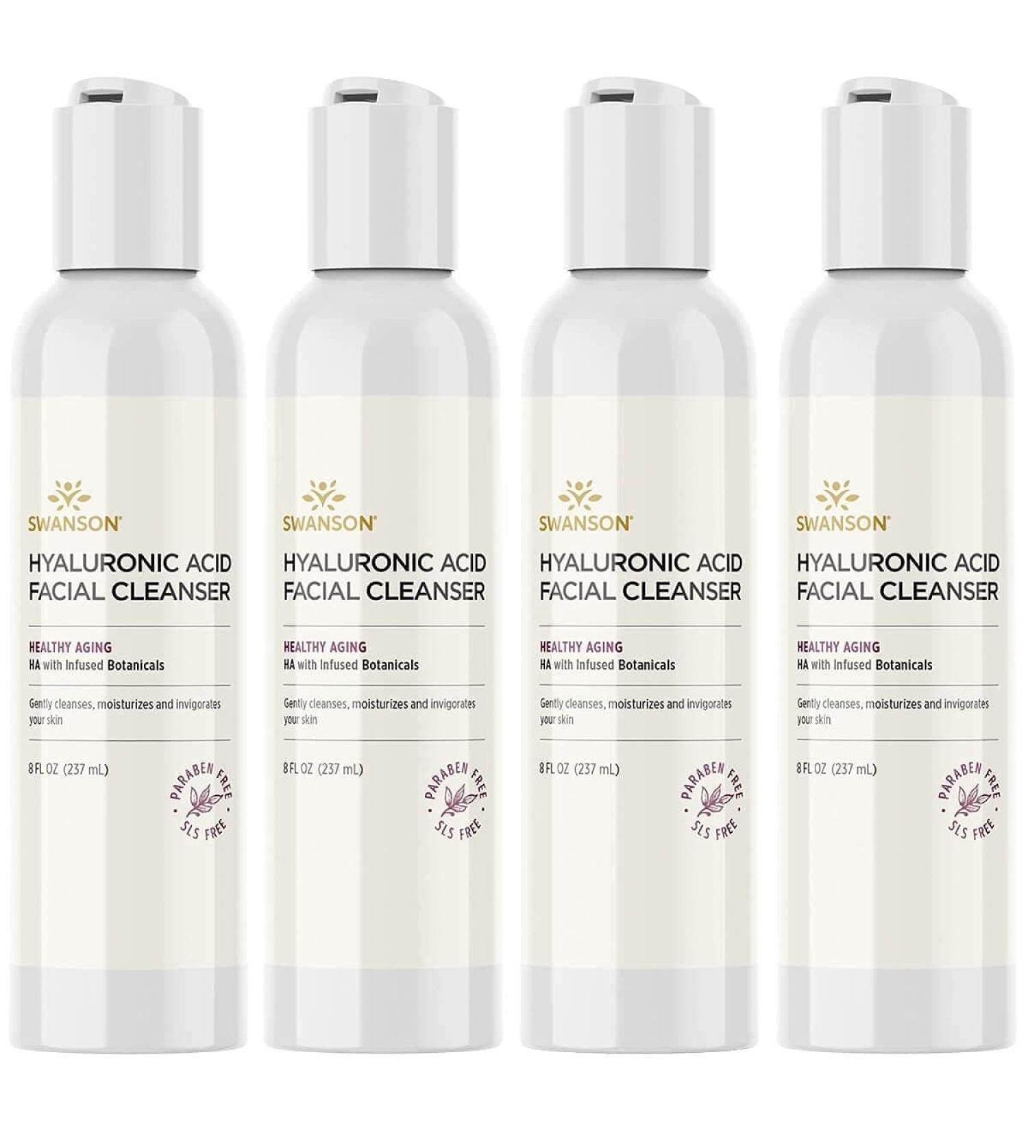 Buy Swanson Hyaluronic Acid Facial Cleanser 4 Pack | 8 fl oz - Hydrating Skincare for All Skin Types - International Shipping Available - Buy Online on GoSupps.com