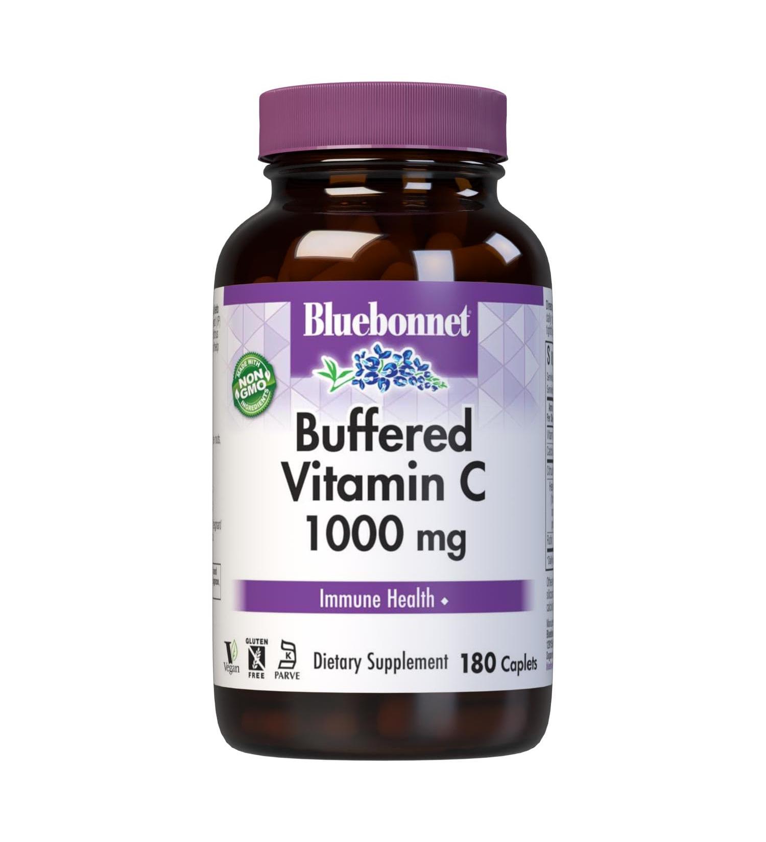Bluebonnet Nutrition Buffered Vitamin C1000 mg Caplets Buffered Calcium Ascorbate for Immune Health Soy Free Gluten Free NonGMO Kosher Dairy Free Vegan Caplets White Citrus 180 Count 180 Count (Pack of 1) - Buy Online on GoSupps.com