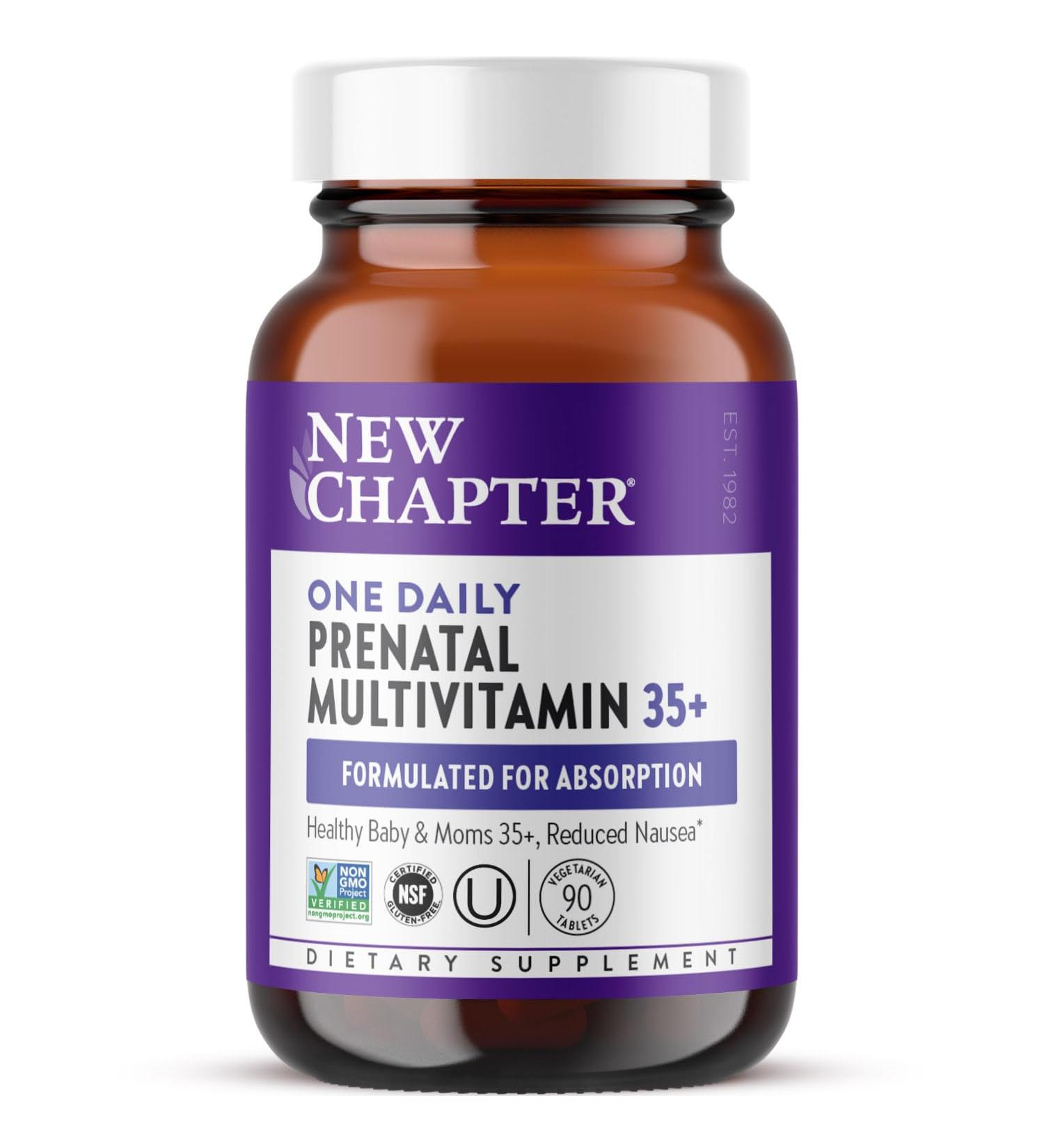 New Chapter Prenatal Vitamins One Daily Prenatal Multivitamin Enhanced for Age 35+ with Methylfolate + Choline for Healthy Mom & Baby Gluten Free & Non-GMO- 90 ct 90 Count (Pack of 1) - Buy Online on GoSupps.com