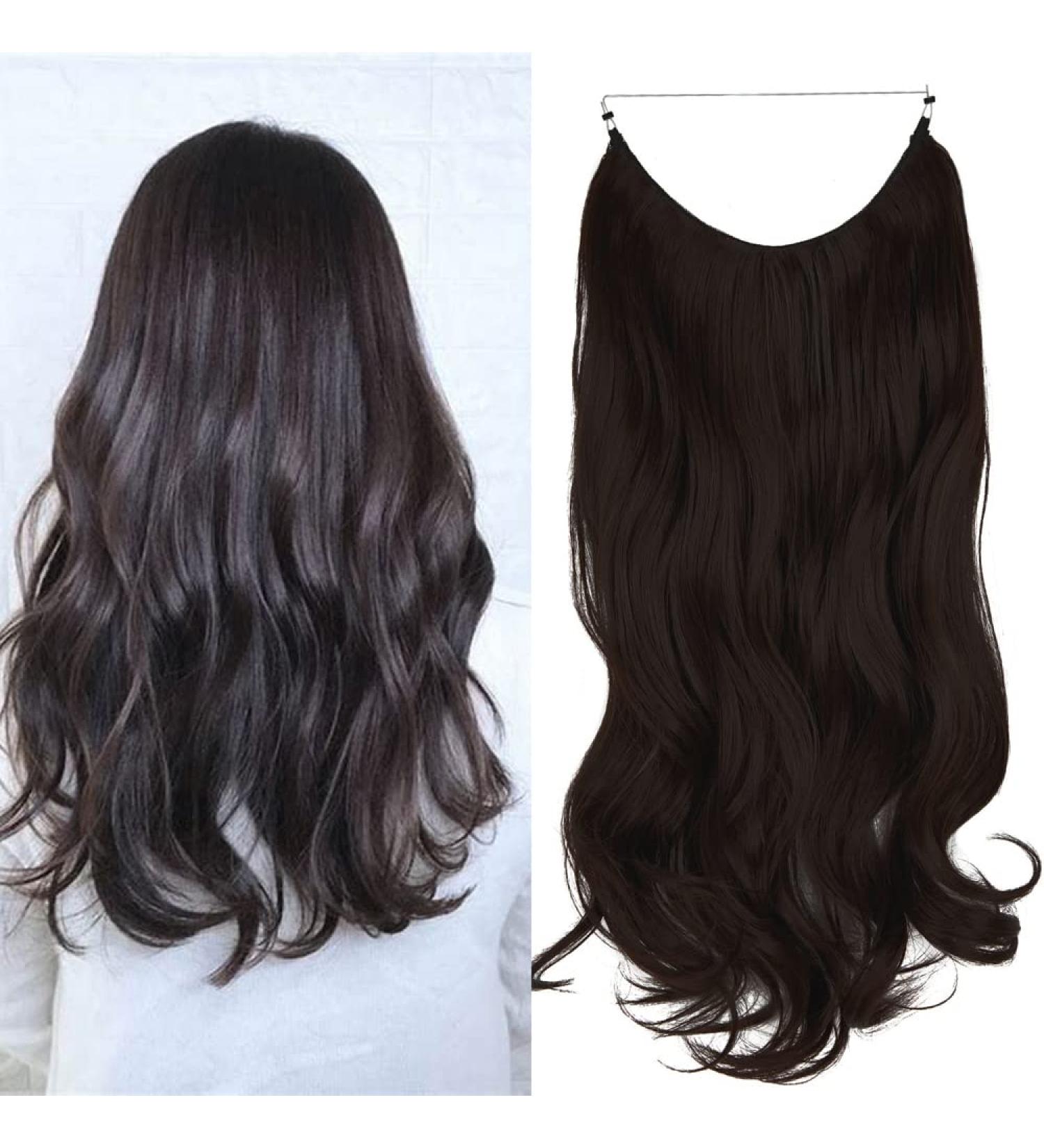 OMGREAT 18 Curly Dark Brown Highlight Hair Extension - Secret Wire Headband Synthetic Hairpiece for Women - Heat Friendly Fiber, 18 Inch, 4.2 Oz - Buy Online on GoSupps.com