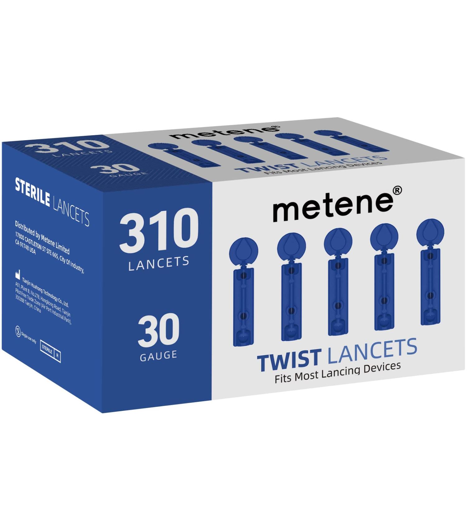 Metene Twist Top Lancets 30 Gauge 310 Count - Sterile Diabetic Lancets for Blood Sugar Test - Dark Blue - Buy Online on GoSupps.com