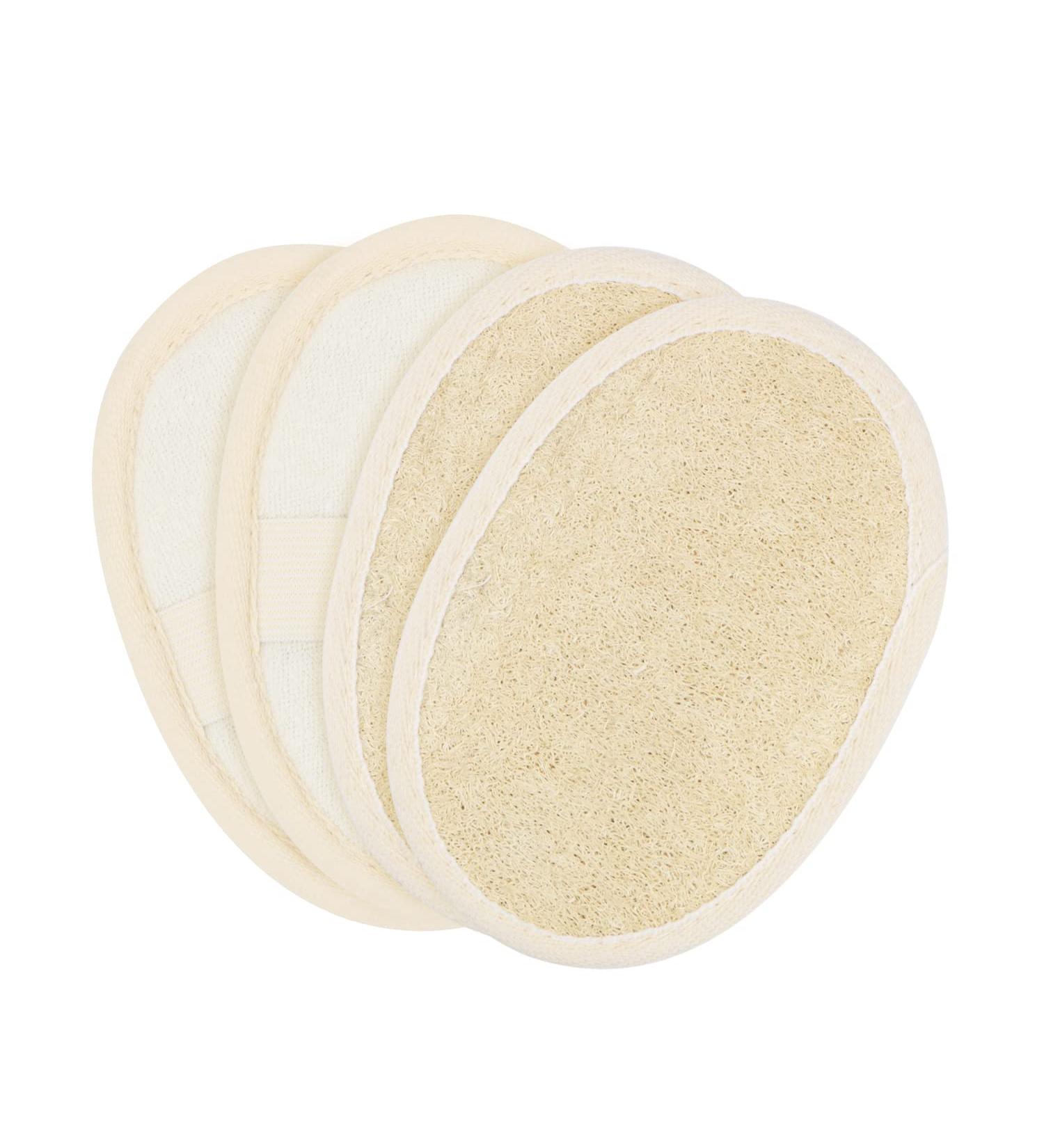 Exfoliating Loofah Sponge Pads - Set of 4 | Natural Body Scrubber for Shower Massage | Men and Women | Spa Bath Brush - Buy Online on GoSupps.com