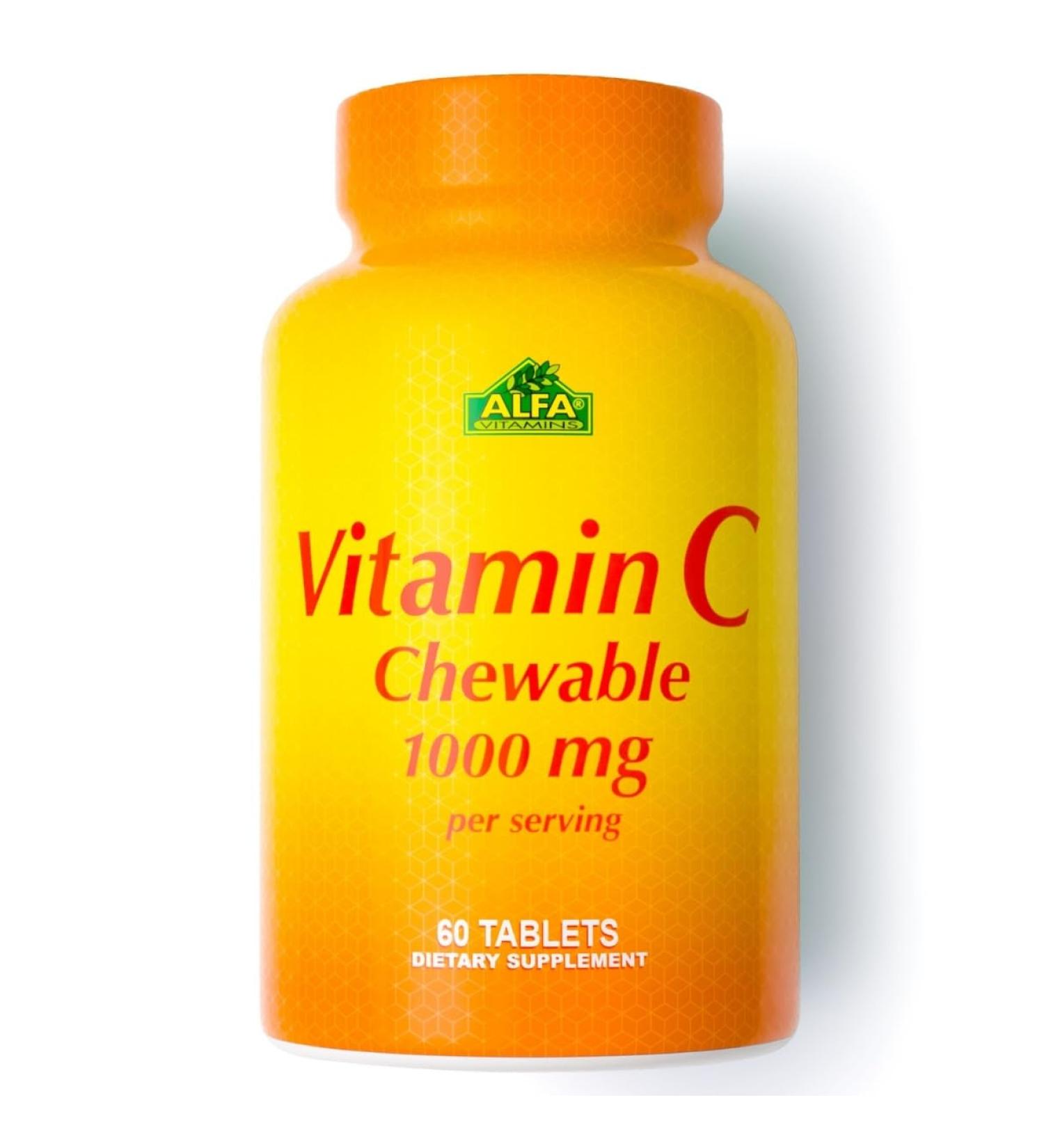 ALFA VITAMINS Vitamin C Chewables Contains 1000mg - Easy to chew Tablets - Super Antioxidant - Immune Booster - 60 Tablets - Buy Online on GoSupps.com