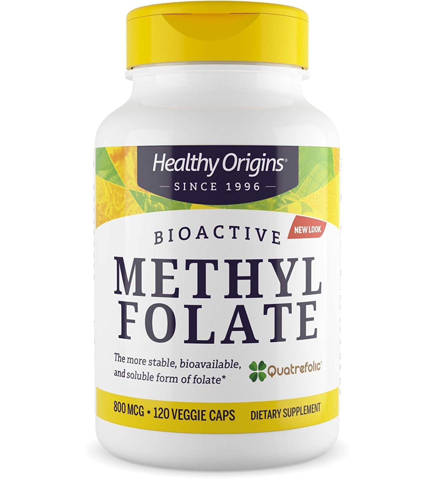 Healthy Origins Methyl Folate 800 mcg with Quatrefolic - Bioavailable Folate Supplement - Buy Online on GoSupps.com