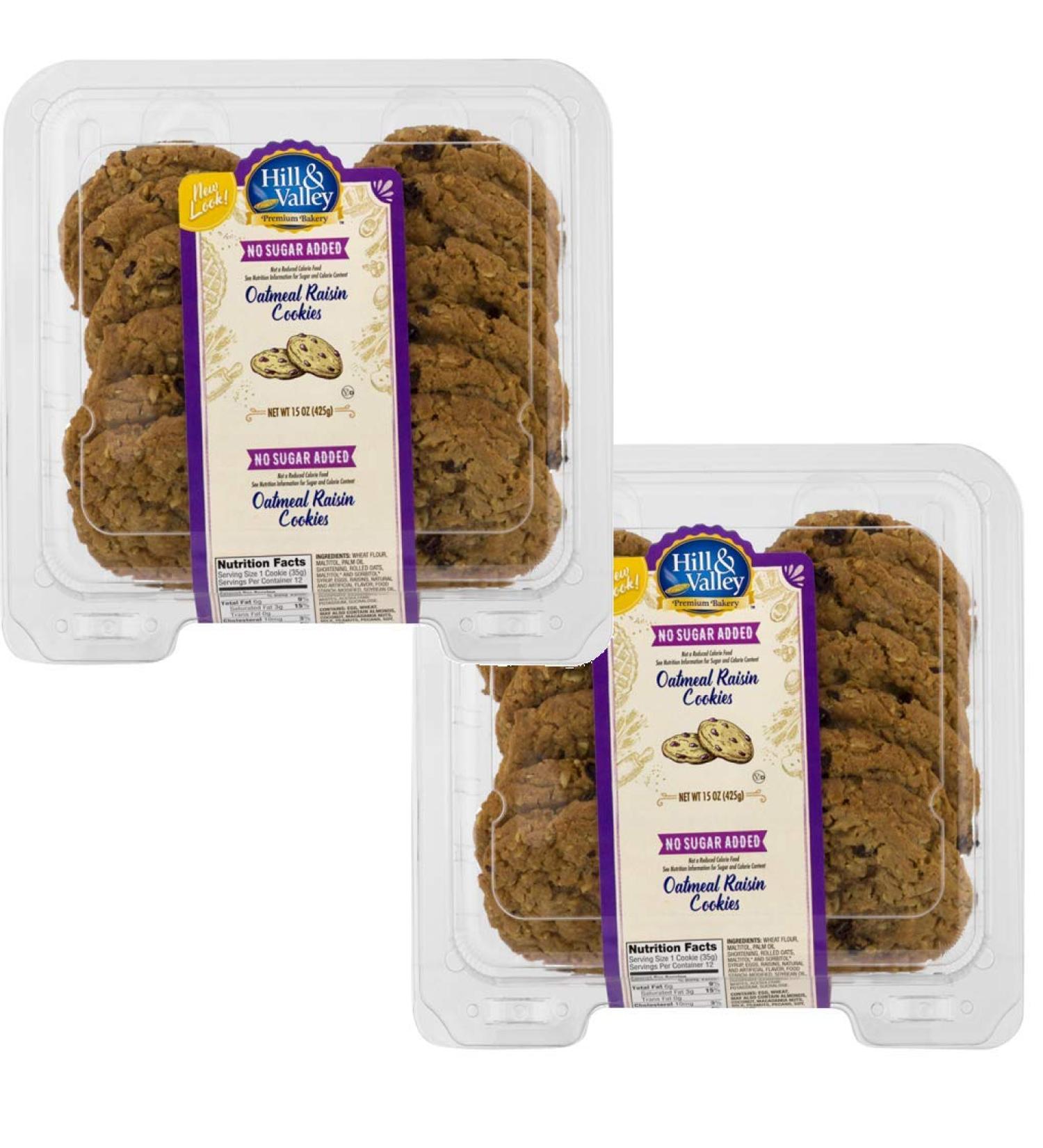 Hill & Valley No Sugar Added Oatmeal Raisin Cookies - 15oz - 2-Pack - Buy Online on GoSupps.com