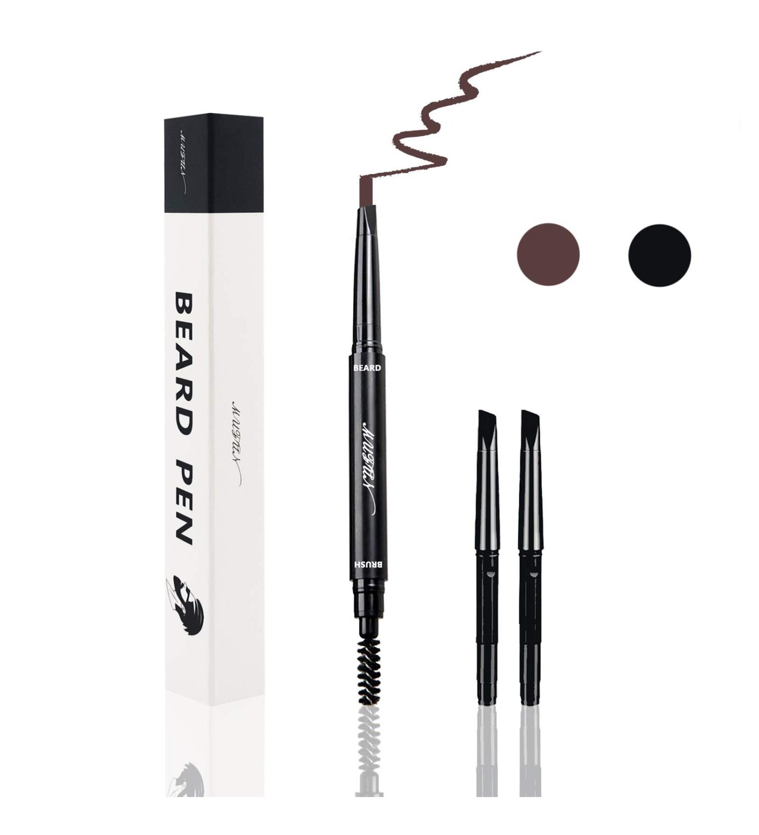 Brown Beard Pencil Filler for Men - Water Resistant, Sweat Proof, Long Lasting & Natural Finish with Two Replacement Tips - Mustache Repair & Shape - 1 Count - Buy Online on GoSupps.com