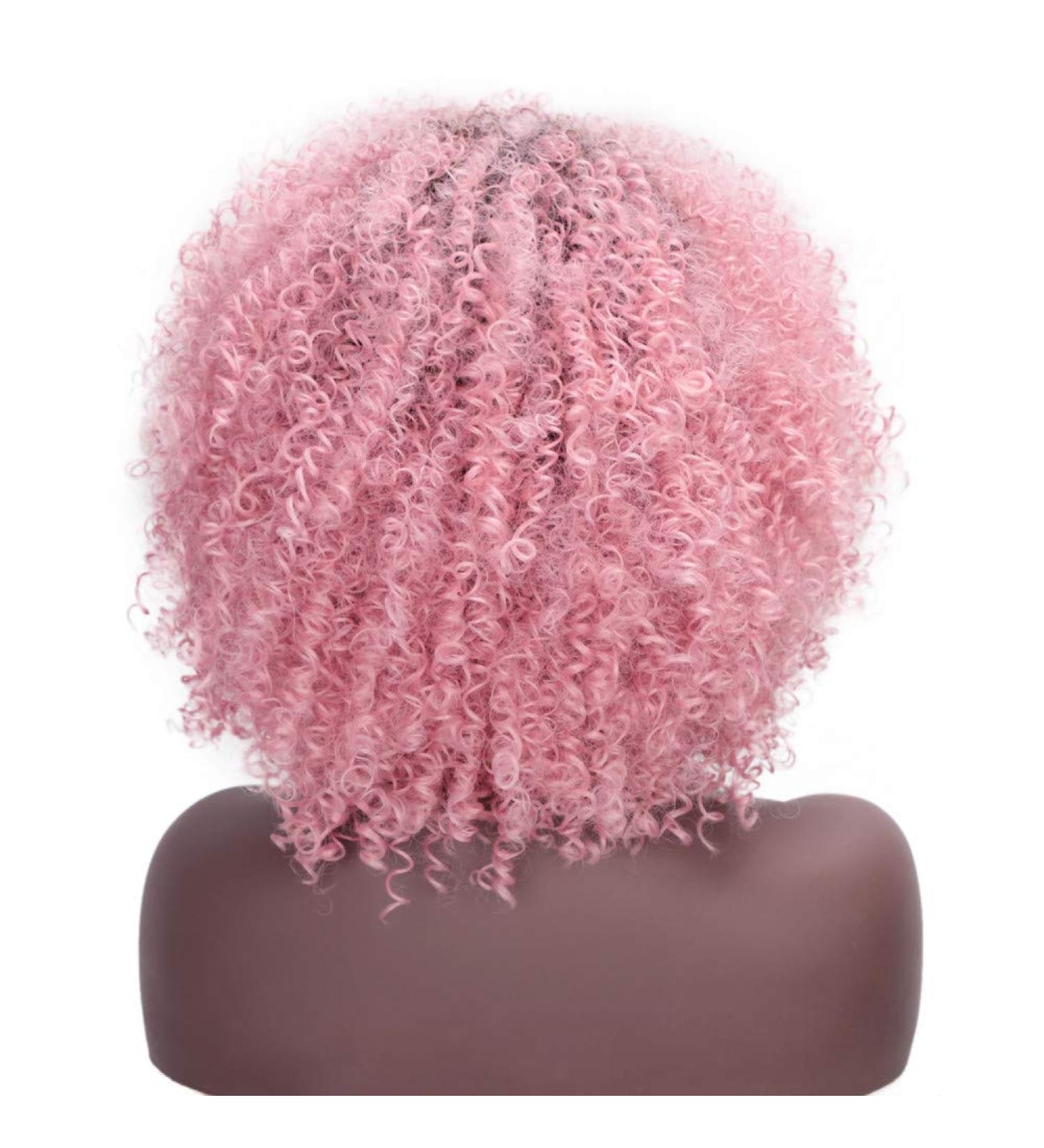 HBINGBING 12'' Short Synthetic Afro Kinky Curly Wig - Ombre Pink High Temperature Fiber Hair for Women - R2-97C - Buy Online on GoSupps.com