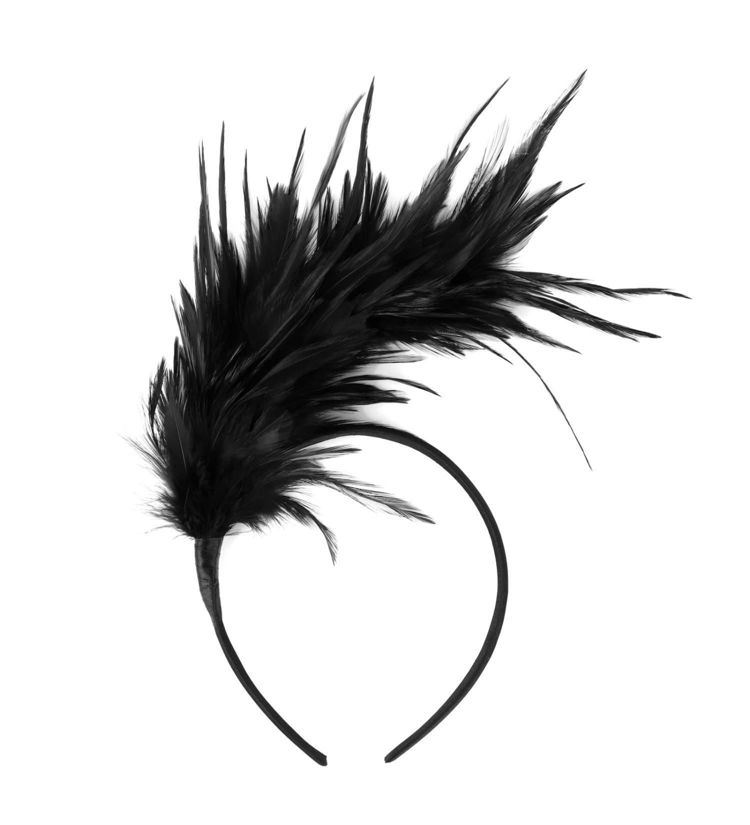 MWoot 20s Black Feather Headband | Vintage Fascinator Hair Accessory for Weddings & Parties - Buy Online on GoSupps.com