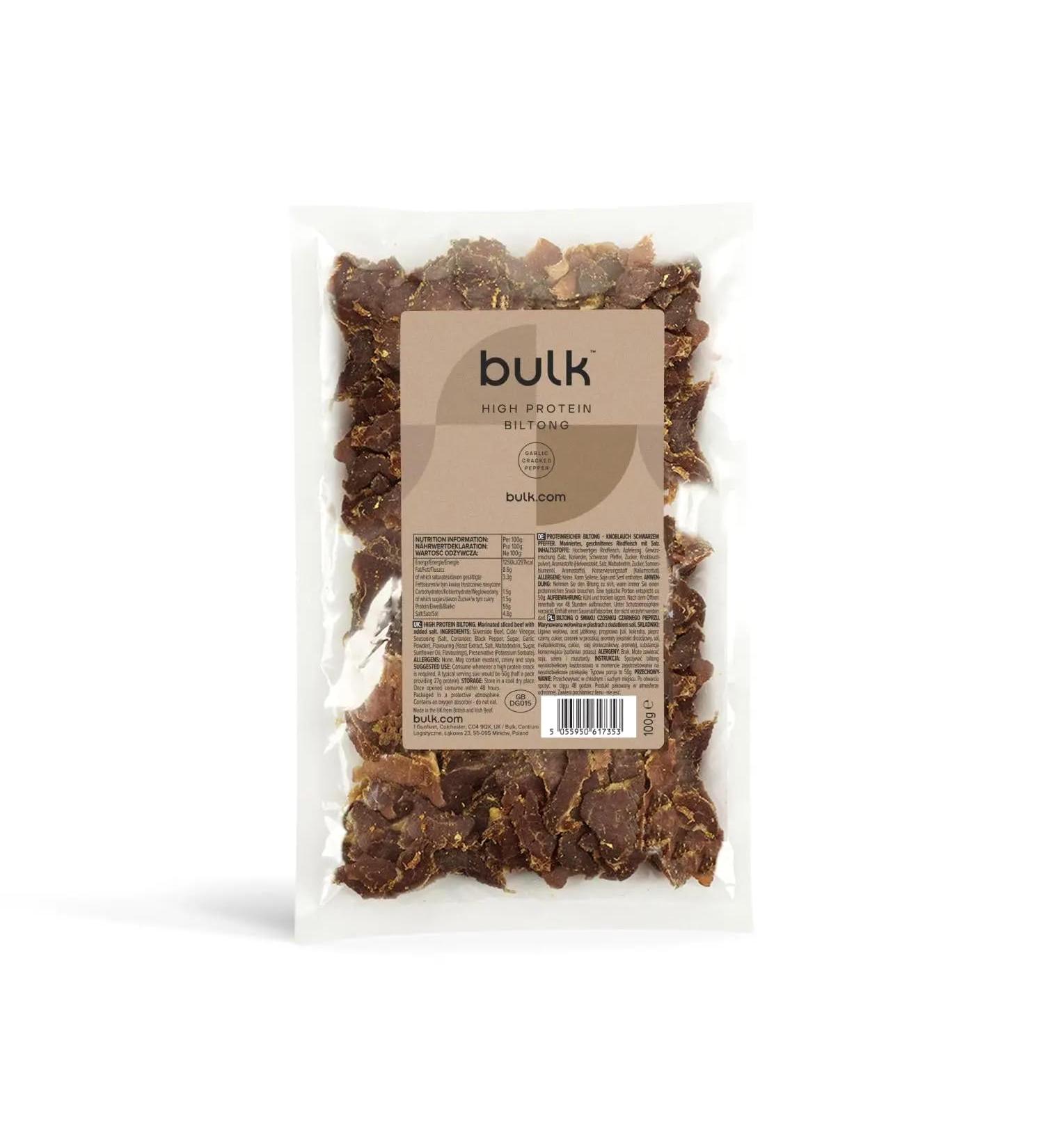 Bulk High Protein Biltong Chopped Garlic Pepper 100g