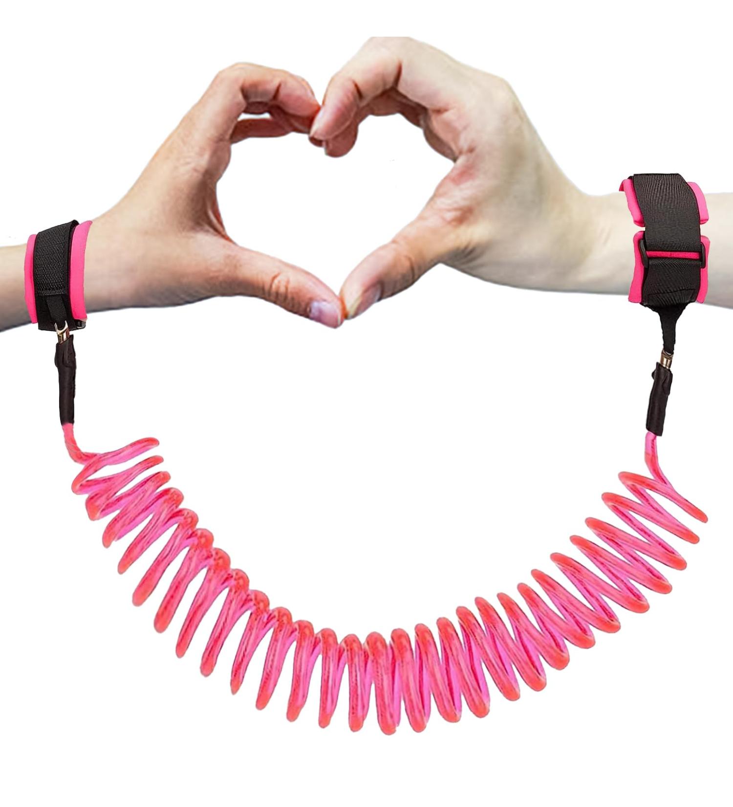 1.5M Toddler Leash & Wrist Strap for Walking | 360 Rotating Wrist Reins | Anti Lost Wrist Link for Kids | Elastic Wire Cord | Pink - Buy Online on GoSupps.com