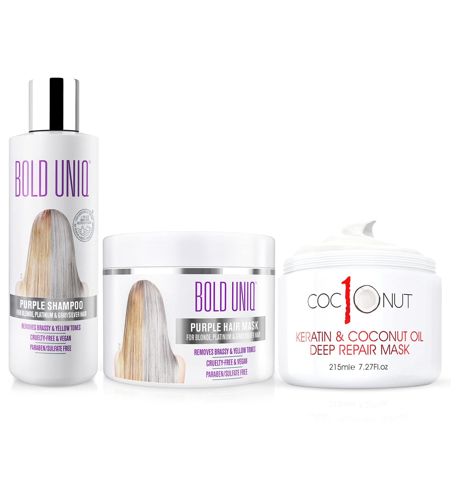 Purple Hair Mask and Shampoo Bundle for Blonde, Platinum, and Gray Hair - Coconut Hair Mask, Paraben and Sulfate Free, Cruelty-Free and Vegan - Buy Online on GoSupps.com