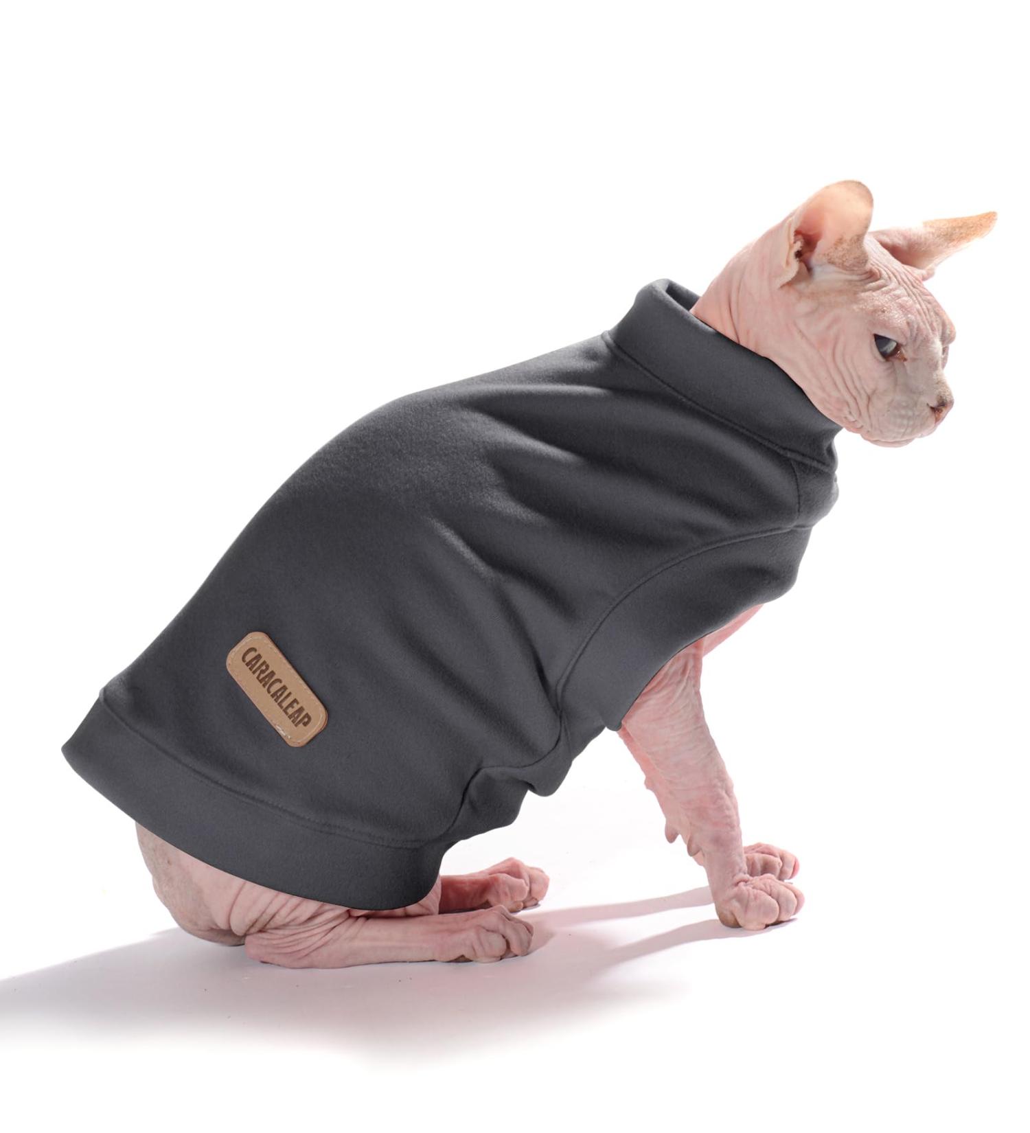 Caracaleap Dog Sweater - Soft & Warm Winter Clothing for Small Dogs & Cats - Fuzzy T-Shirt in Dark Gray - Buy Online on GoSupps.com