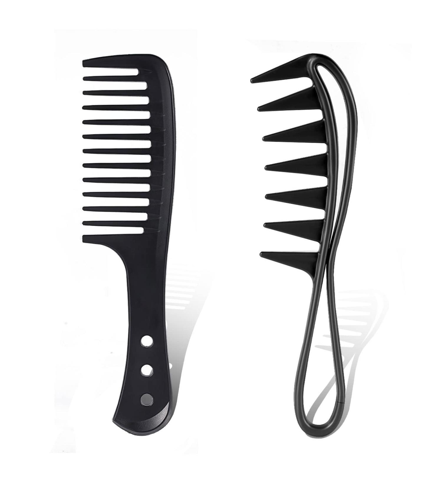 Coarse Curly Bum Wide Dentures - 2 Pack Tooth Ridge for Wavy Thick Hair Wigs | Hairdresser Salon Essentials for Men & Women (Black) - Buy Online on GoSupps.com