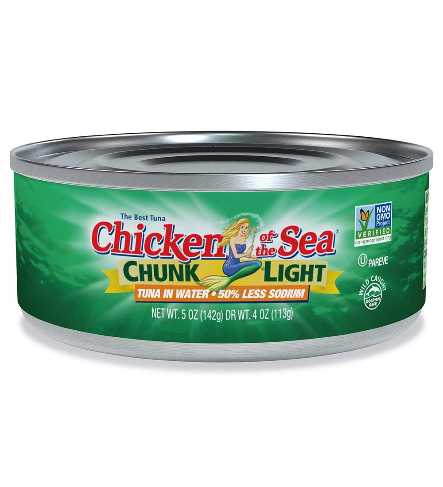 Chicken of the Sea Tuna Chunk Light in Water 50% Less Sodium, 5-Ounce Cans, Pack of 24 - Buy Online on GoSupps.com