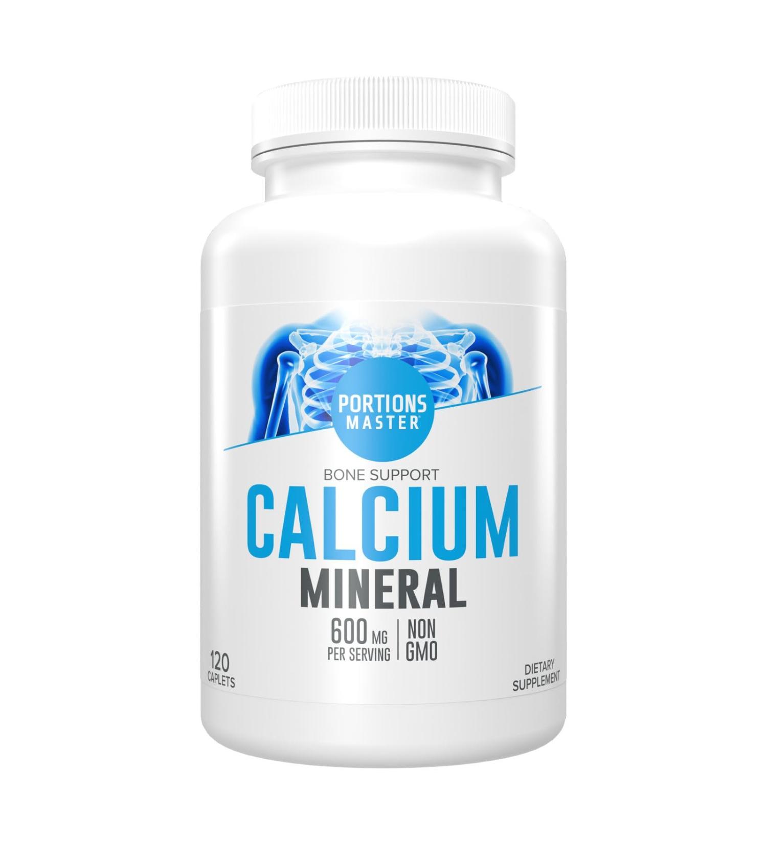Portions Master Calcium Mineral Bone Support, High Absorption Calcium with Vitamin D3 & Magnesium,Supports Strong Bones, Teeth & Joint Health, Non-GMO, Gluten-Free (120 Vegetarian Capsules) - Buy Online on GoSupps.com