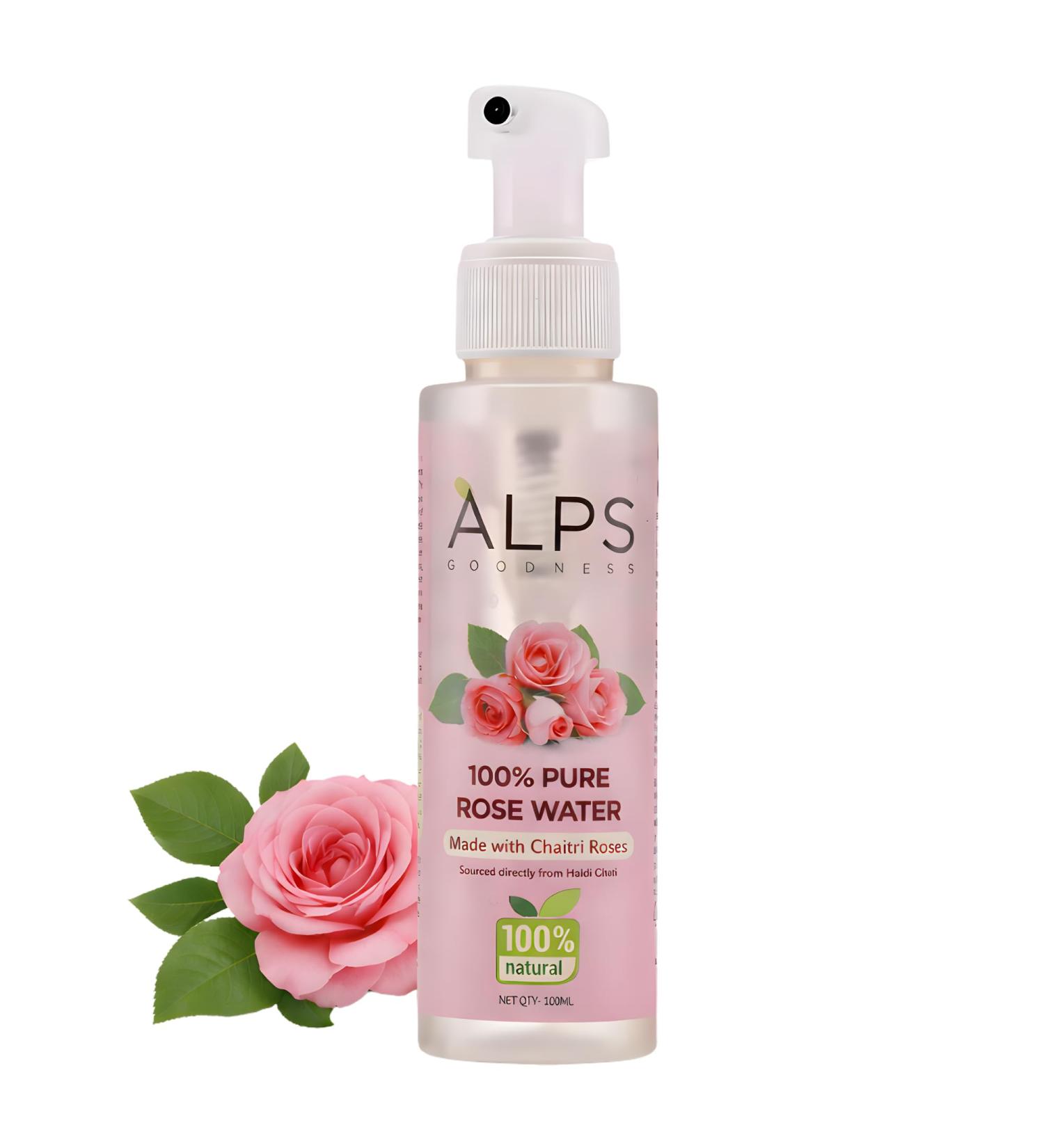 Alps Goodness 100% Pure Rose Water Facial Mist | Natural Face Toner & Hydrating Spray for Dry Dull Skin | Refreshes Soothes & Preps Skin | for All Skin Types | 3.38 Fl Oz (100ml) - Buy Online on GoSupps.com