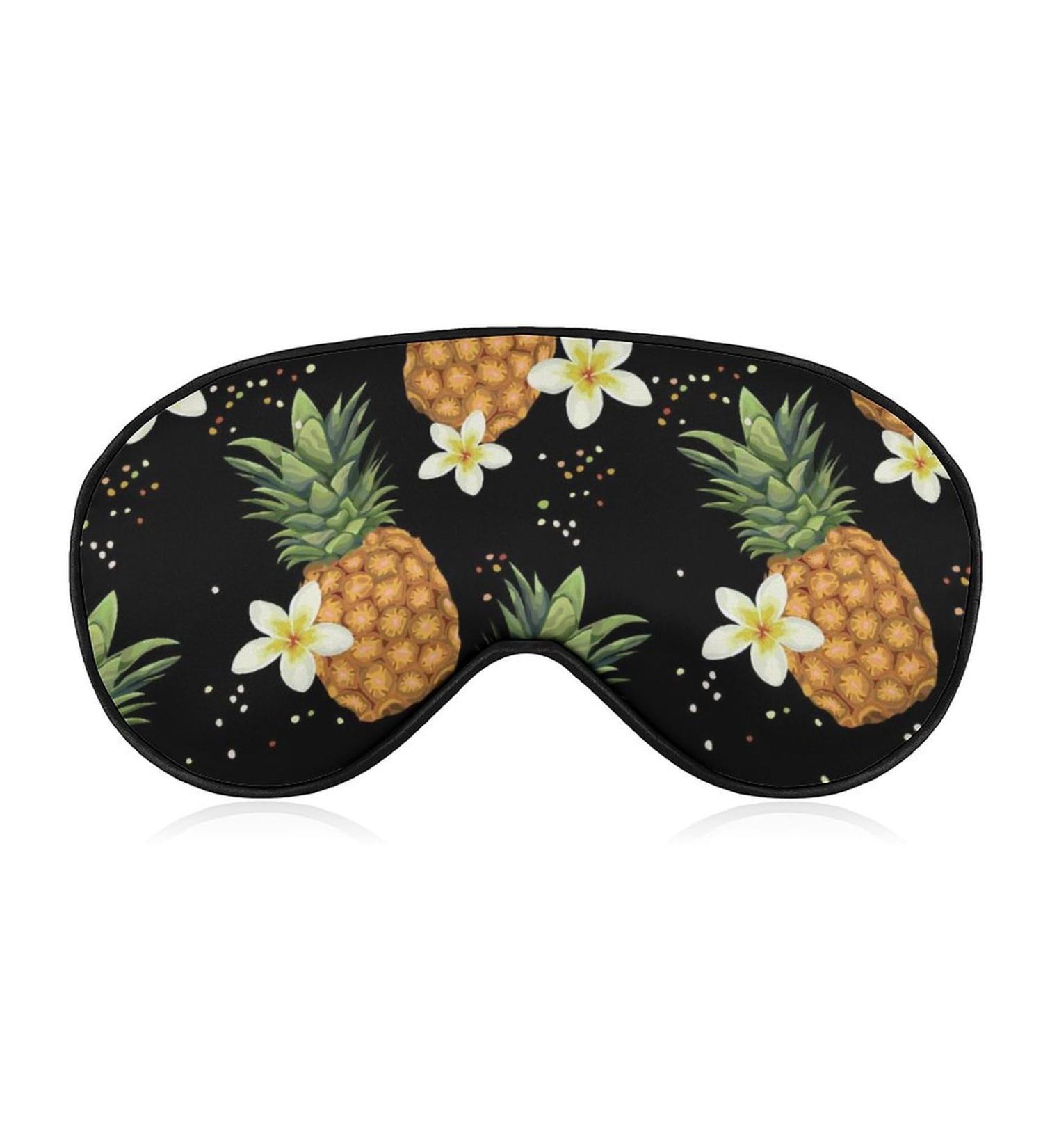 Summer Pineapples Floral Sleeping Mask | Adjustable Soft Eye Mask for Comfortable Sleep | Juicy Tropical Flowers Blindfold - Buy Online on GoSupps.com