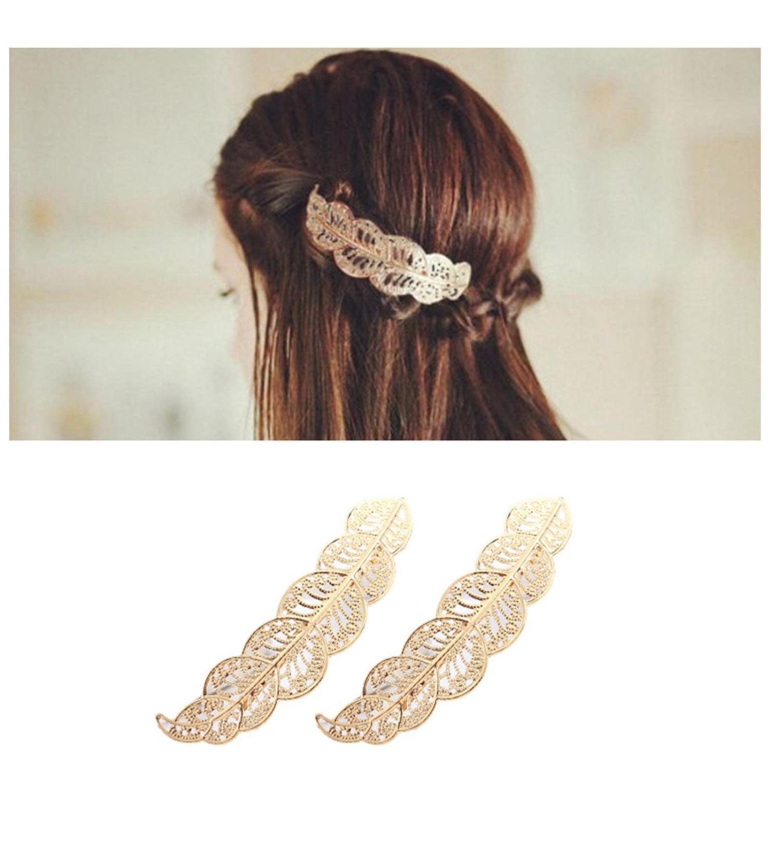 Yheakne Boho Leaf Hair Clip Metal Leaf Hair Clips Hair Clip Gold Vintage Hair Clips Pins Decorative Bobby Pin Alloy Minimalist Hair Accessories for Women and Girls Gifts (Gold) - Buy Online on GoSupps.com