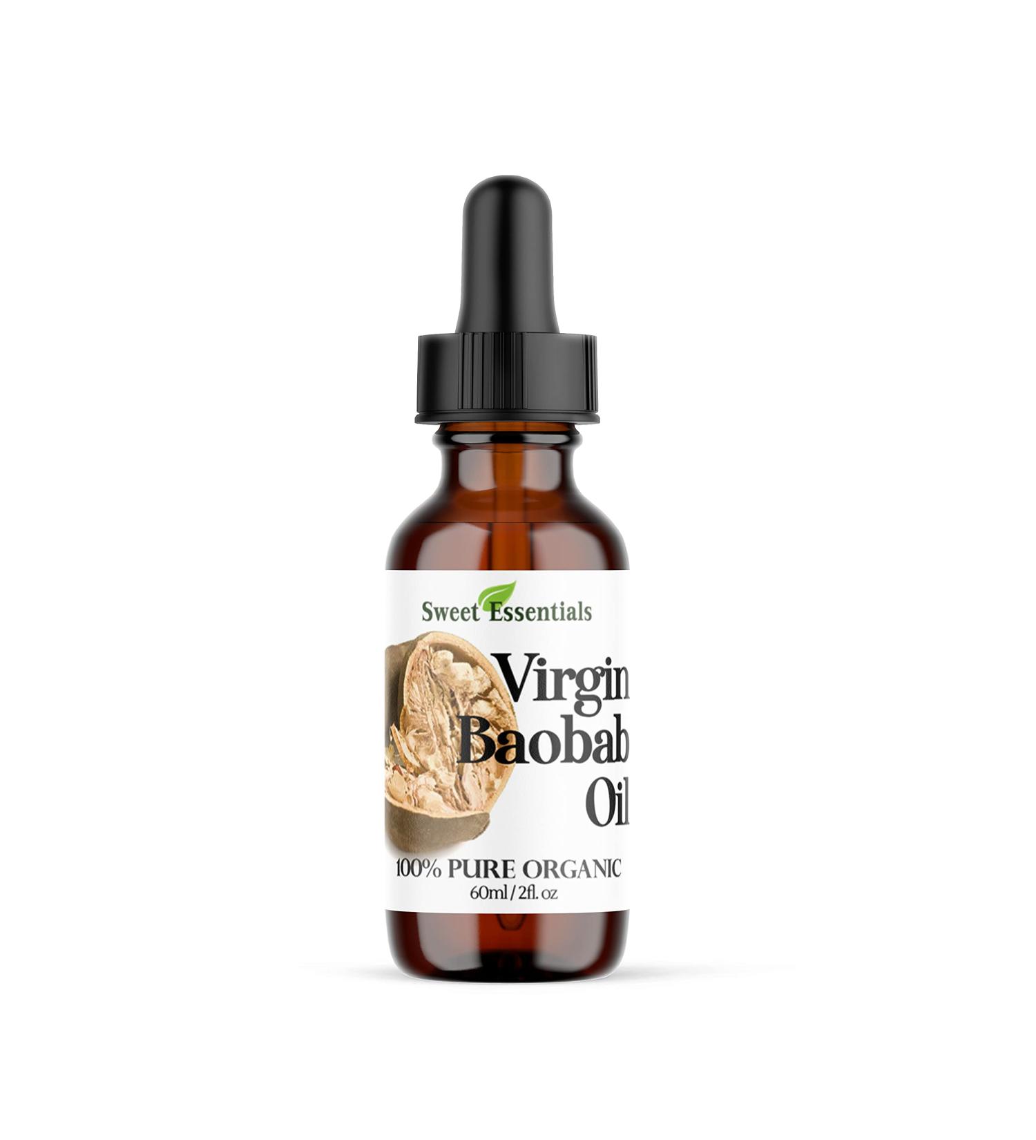Sweet Essentials Organic Virgin Unrefined Baobab Oil - 100% Pure Cold-Pressed Moisturizer | 2oz Glass Bottle | Imported - Buy Online on GoSupps.com