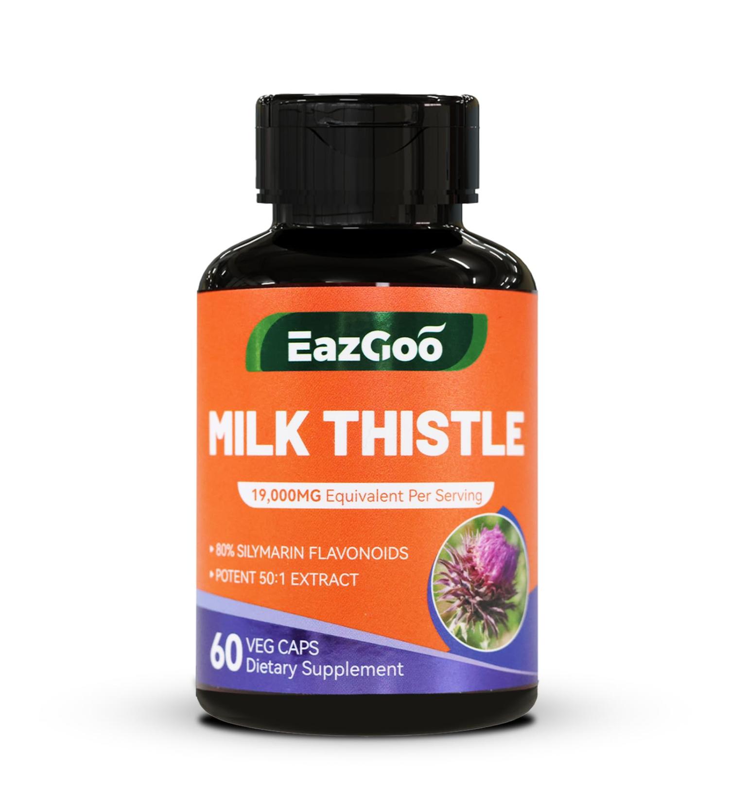 Milk Thistle Supplement 19000mg 60 Capsules - 380mg of 50:1 Extract & 80% Silymarin Standardized Liver Support Supplement Vegan Non-GMO 60 Count (Pack of 1) - Buy Online on GoSupps.com