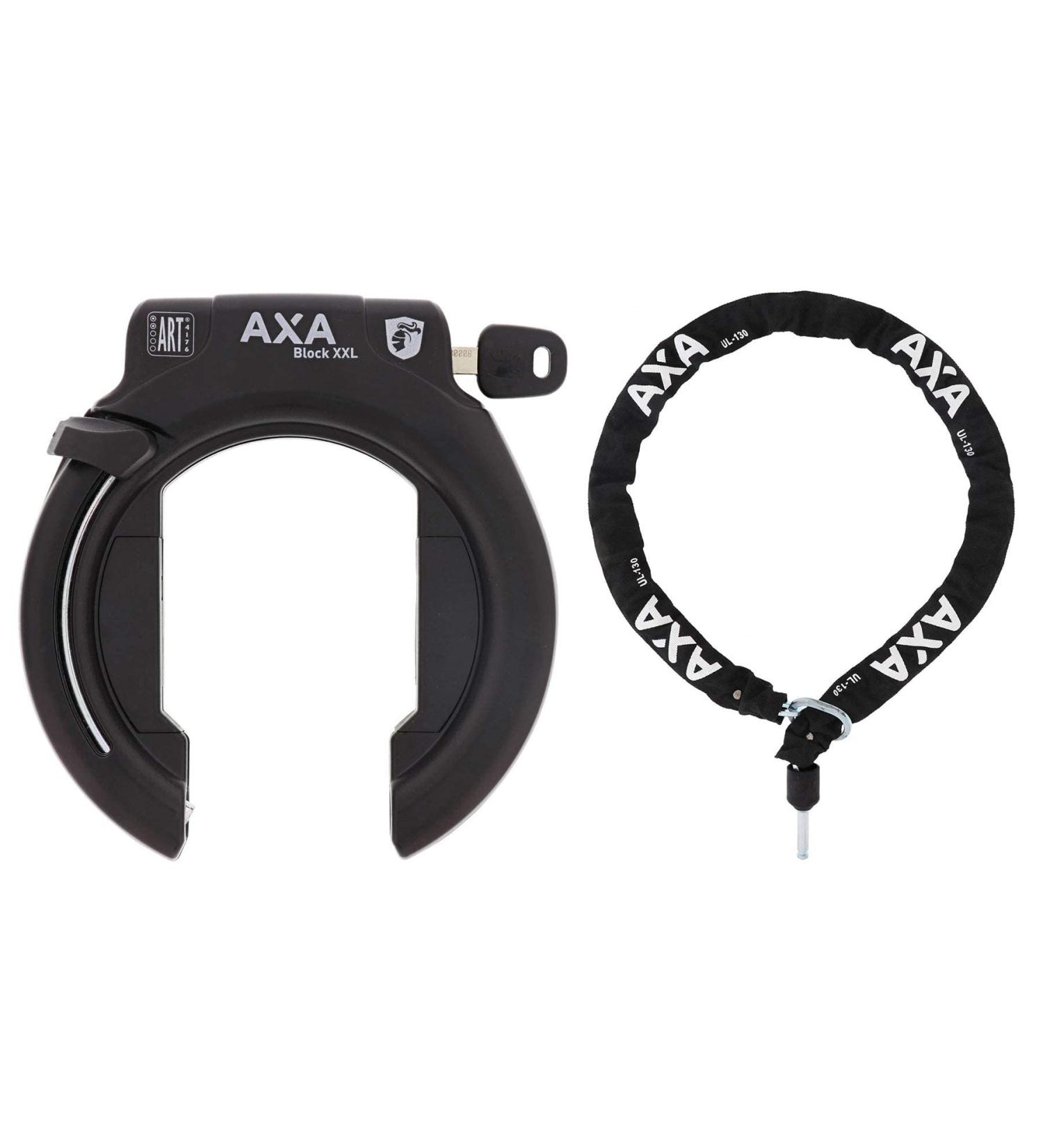 .AXA Block XXL bicycle ring lock frame lock black + ULC 130 plug-in chain