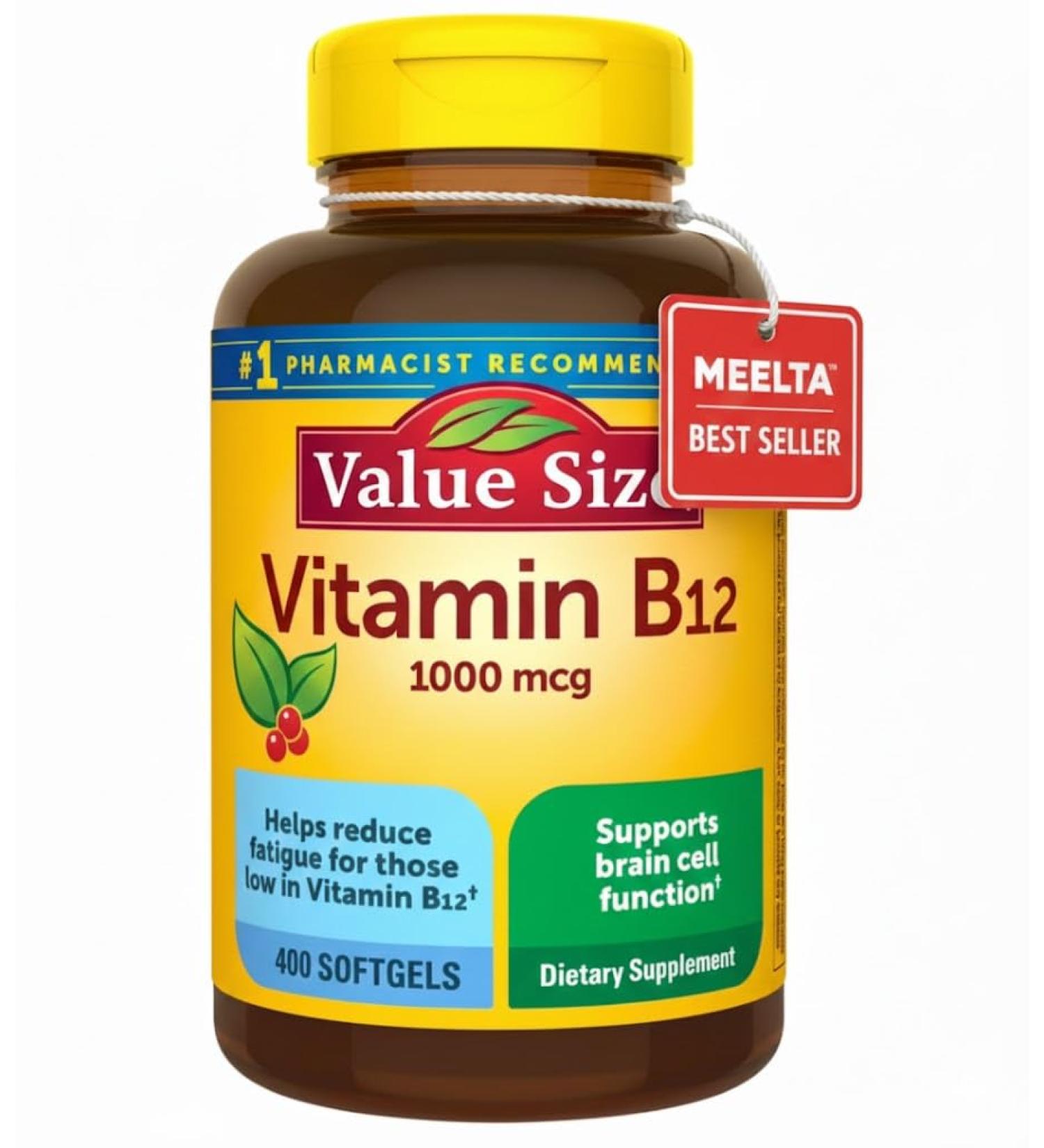 MEELTA Nature Vitamin B12 1000 mcg Energy and Metabolism Dietary Supplement 400 Softgels (Pack of 1) (Pack of 1) + Exclusive Tag - Buy Online on GoSupps.com