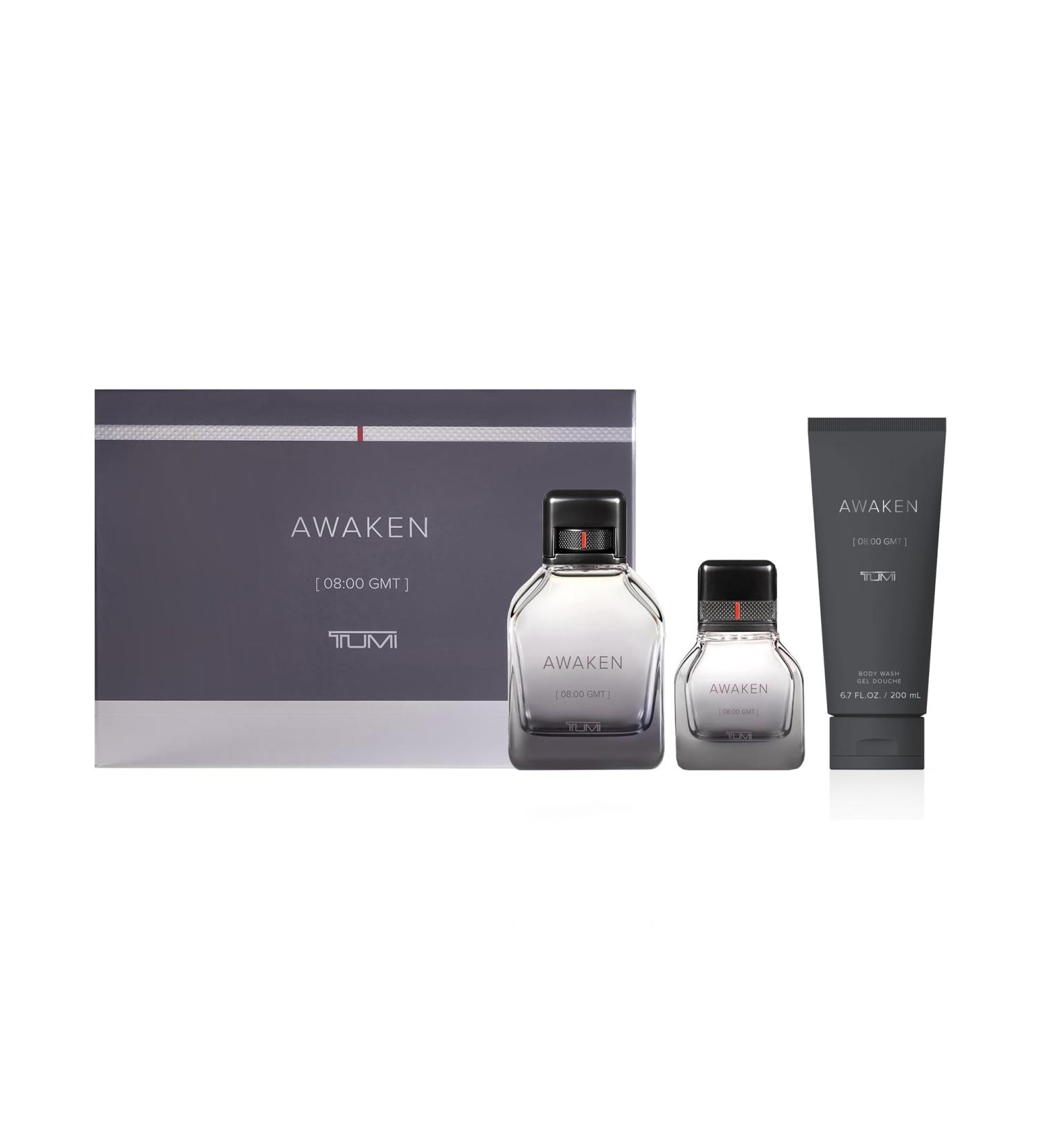 TUMI AWAKEN 08:00 GMT Gift Set - Refreshing Cologne & Body Wash for Men - 3.4 oz & 1.0 oz Eau de Parfum 6.7 oz Body Wash - Buy Online on GoSupps.com