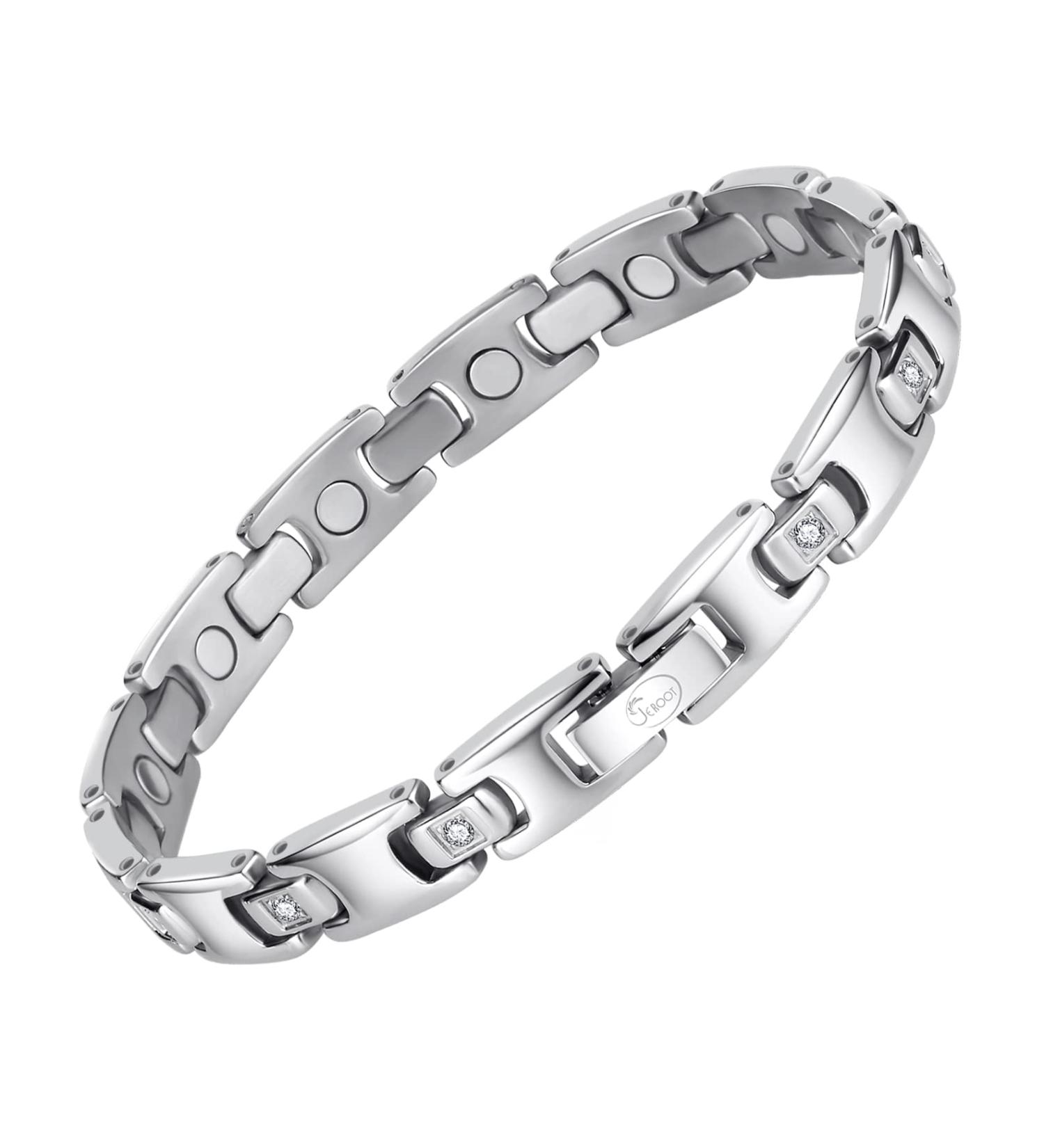 Buy Jeroot Titan Magnet Arm Band for Women - 4mm Zirconia Bracelet with Size Adjustment Tool - Energetix Magnetic Bracelet in Silver - Perfect Gift Box (3500 Gauss) - Buy Online on GoSupps.com