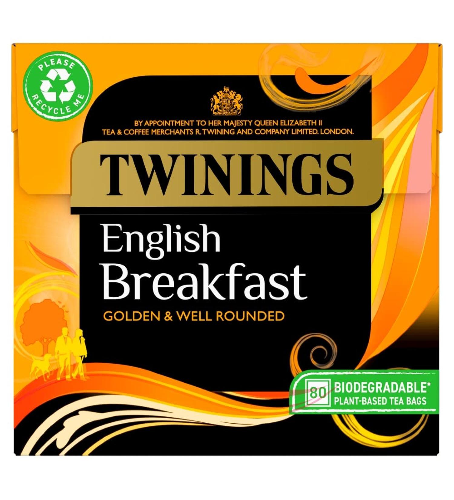 Twinings English Breakfast 80 Plant-Based Tea Bags 200g tea 200 g (Pack of 1)