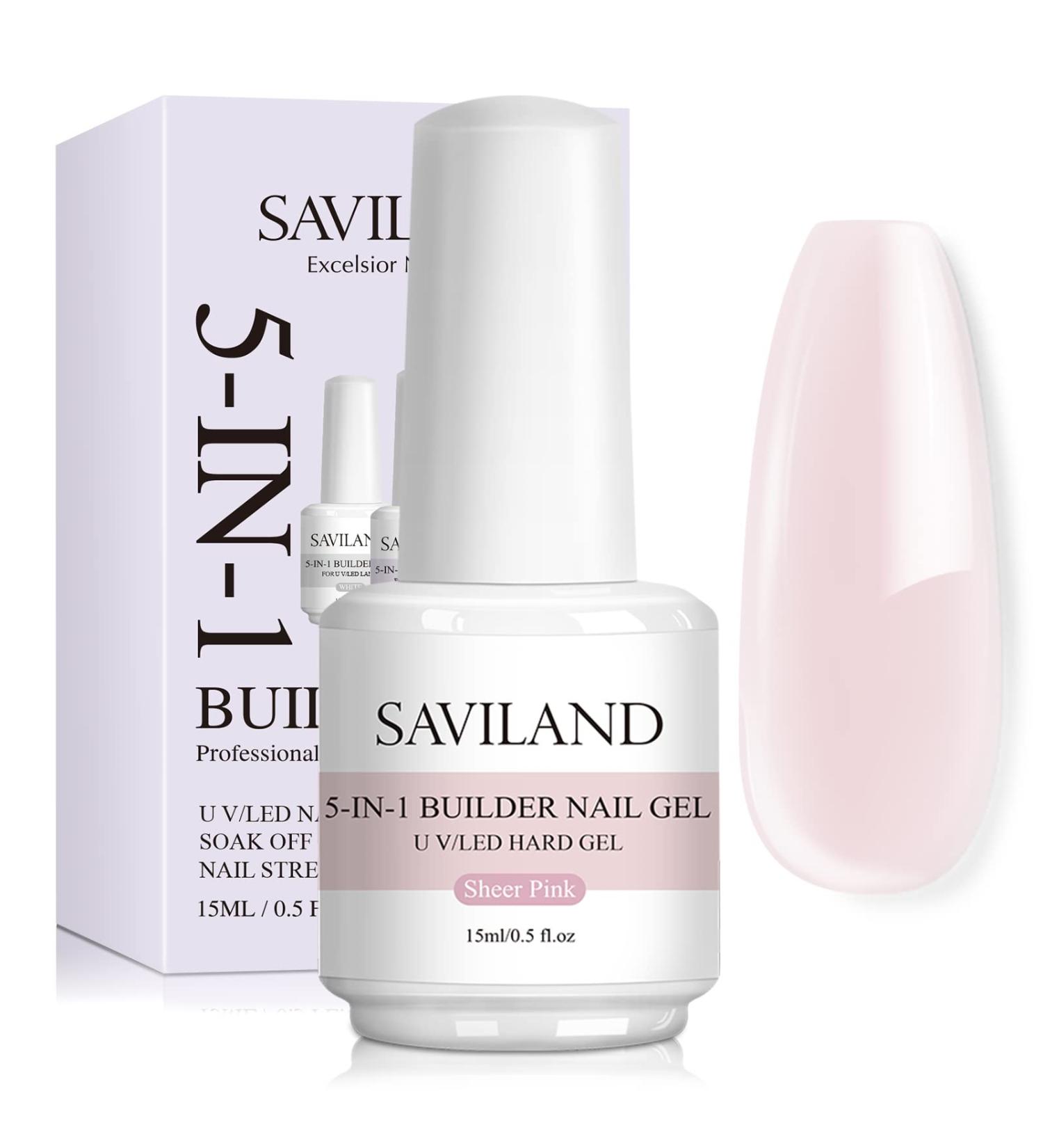 Saviland 5-In-1 Builder Nail Gel - Light Pink 15ml | U V/LED Nail Polish for Professional Manicure and Nail Repair - Buy Online on GoSupps.com