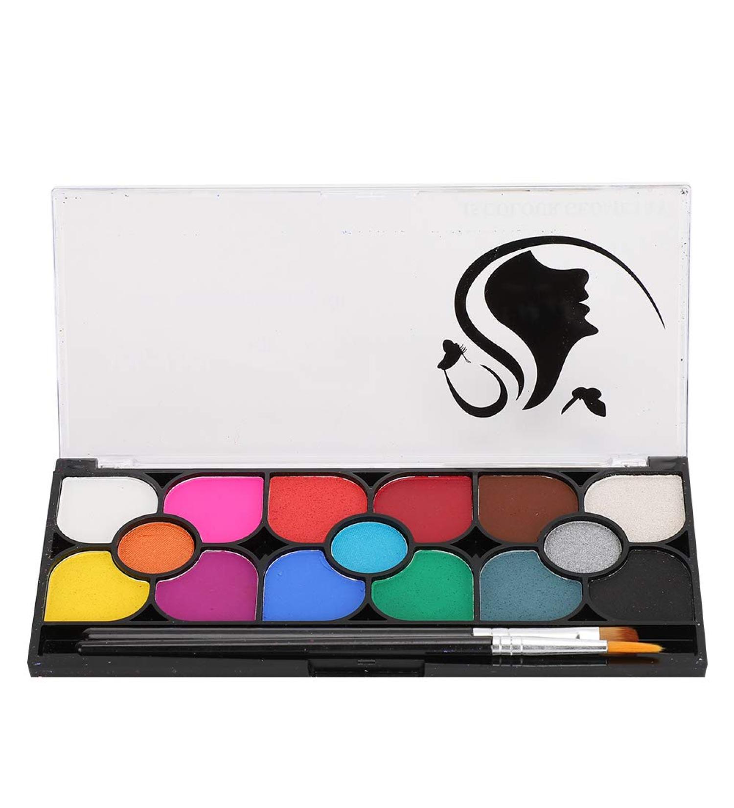 Professional Face & Body Painting Set - 15 Colors DIY Cosmetic Tools with Brush & Storage Box - Buy Online on GoSupps.com