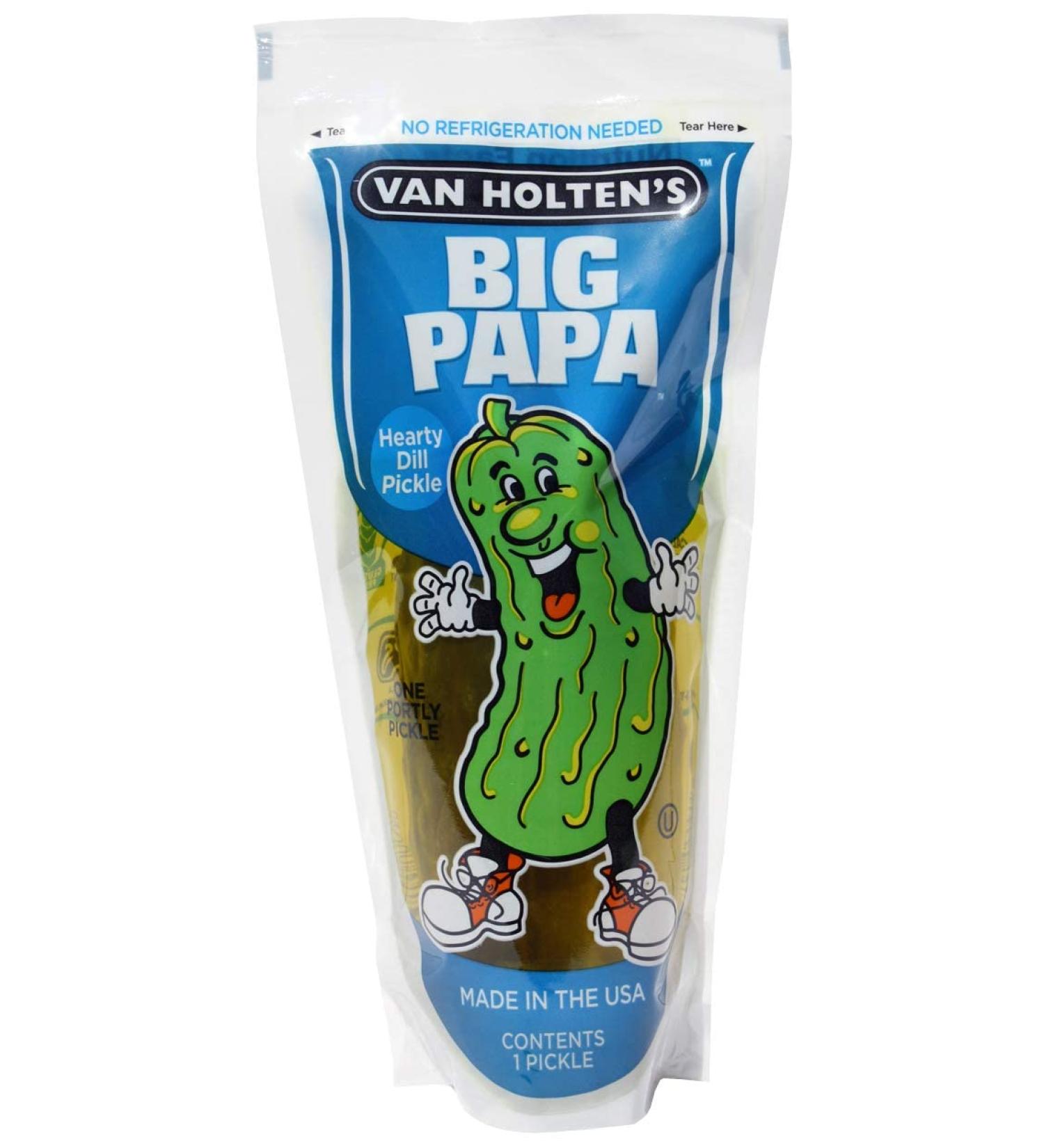Van Holtens Jumbo Pickle in A Pouch - Big Papa - Hearty Dill Flavour - American Pickles - Fat Free - Gluten Free