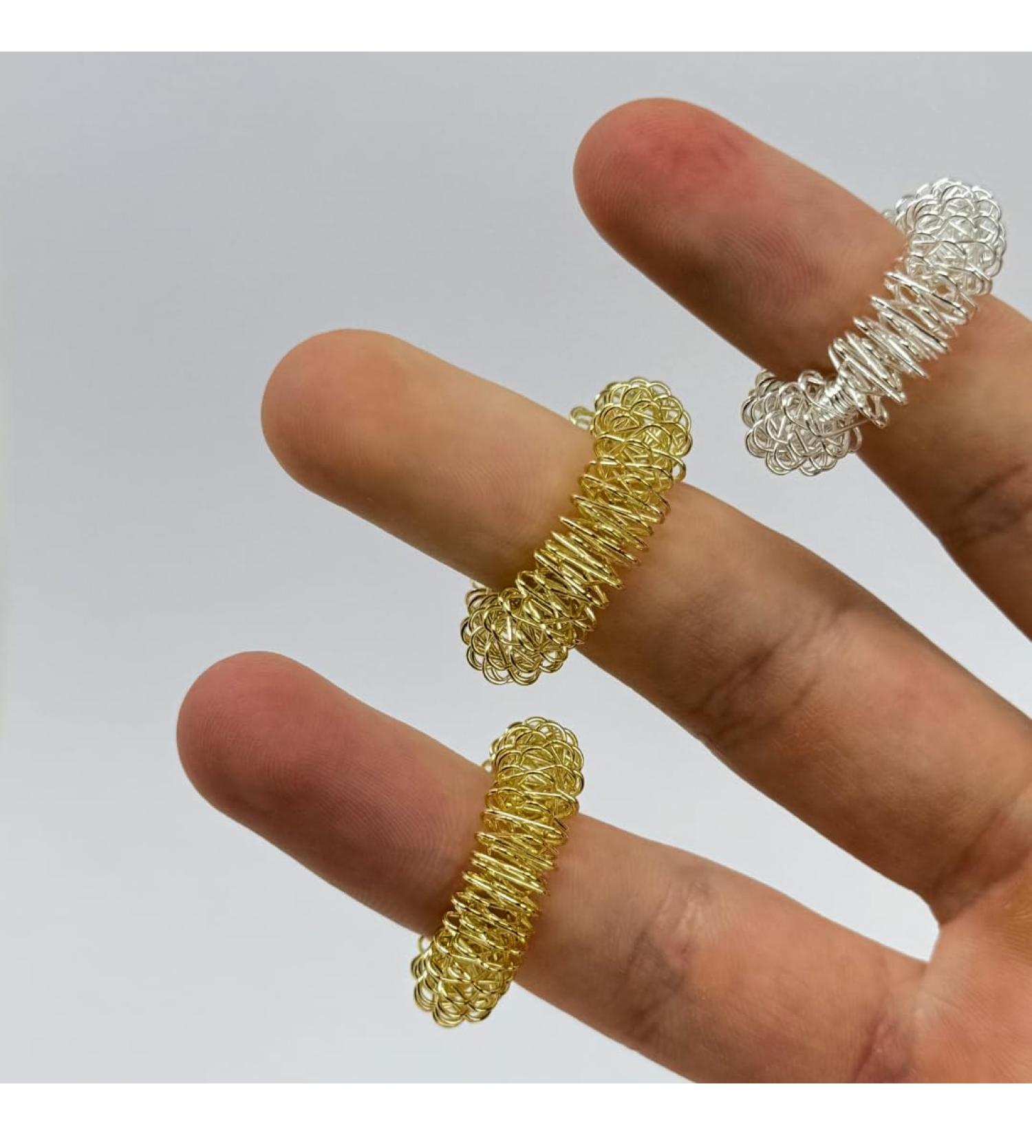 Buy ATC Handels Acupressure Finger Massage Rings - Gold & Silver Spring Steel for Relaxation - Ideal for Fingers & Toes - Buy Online on GoSupps.com