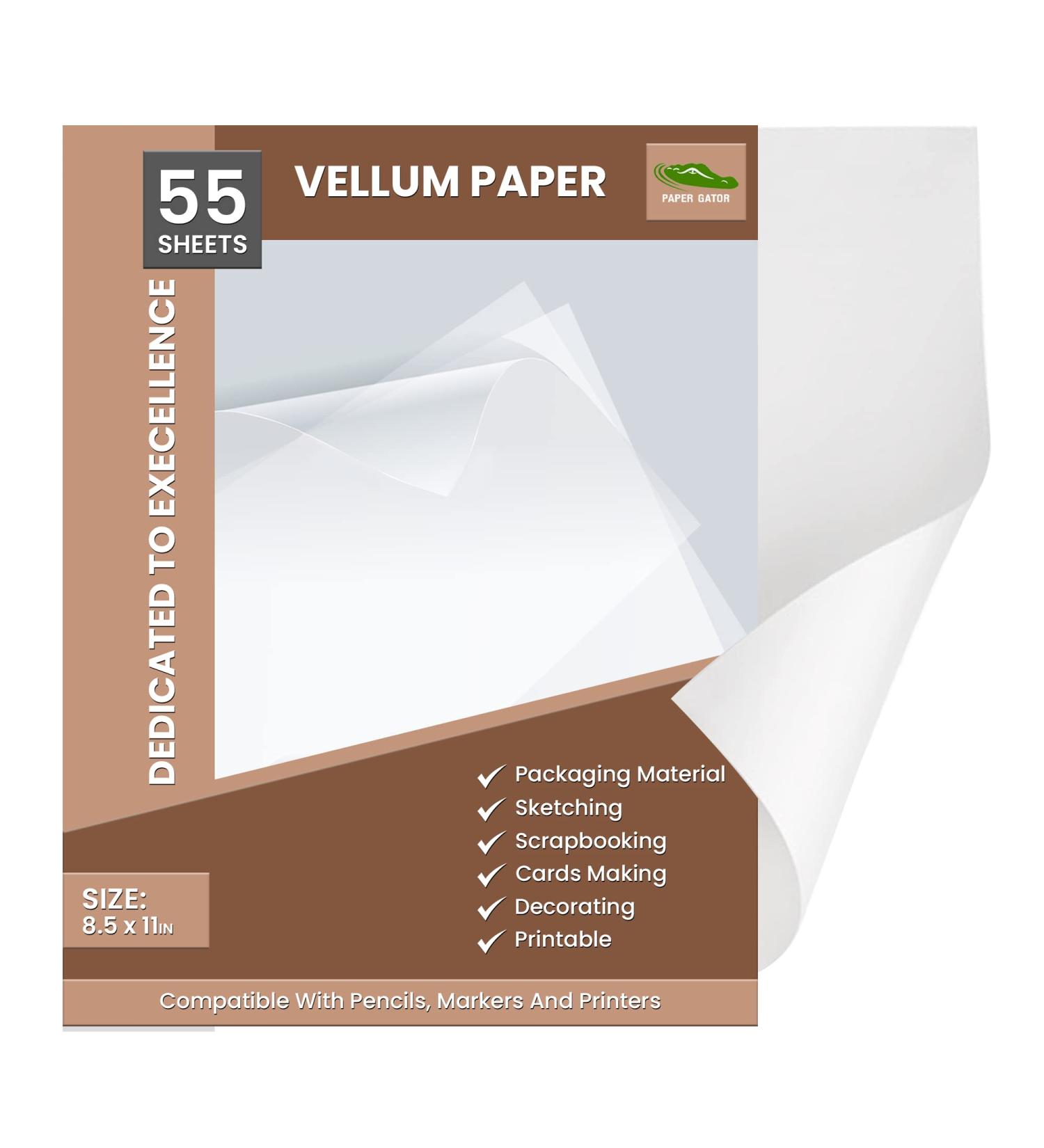 Paper Gator Vellum Paper  Pack of 55 Sheets 8.5 x 11 Inches Translucent Printable Sheets| 93 GSM Transparent Paper for Sketching |Tracing Paper for Art  Craft and Sewing.  Clear (PG-V) - Buy Online on GoSupps.com