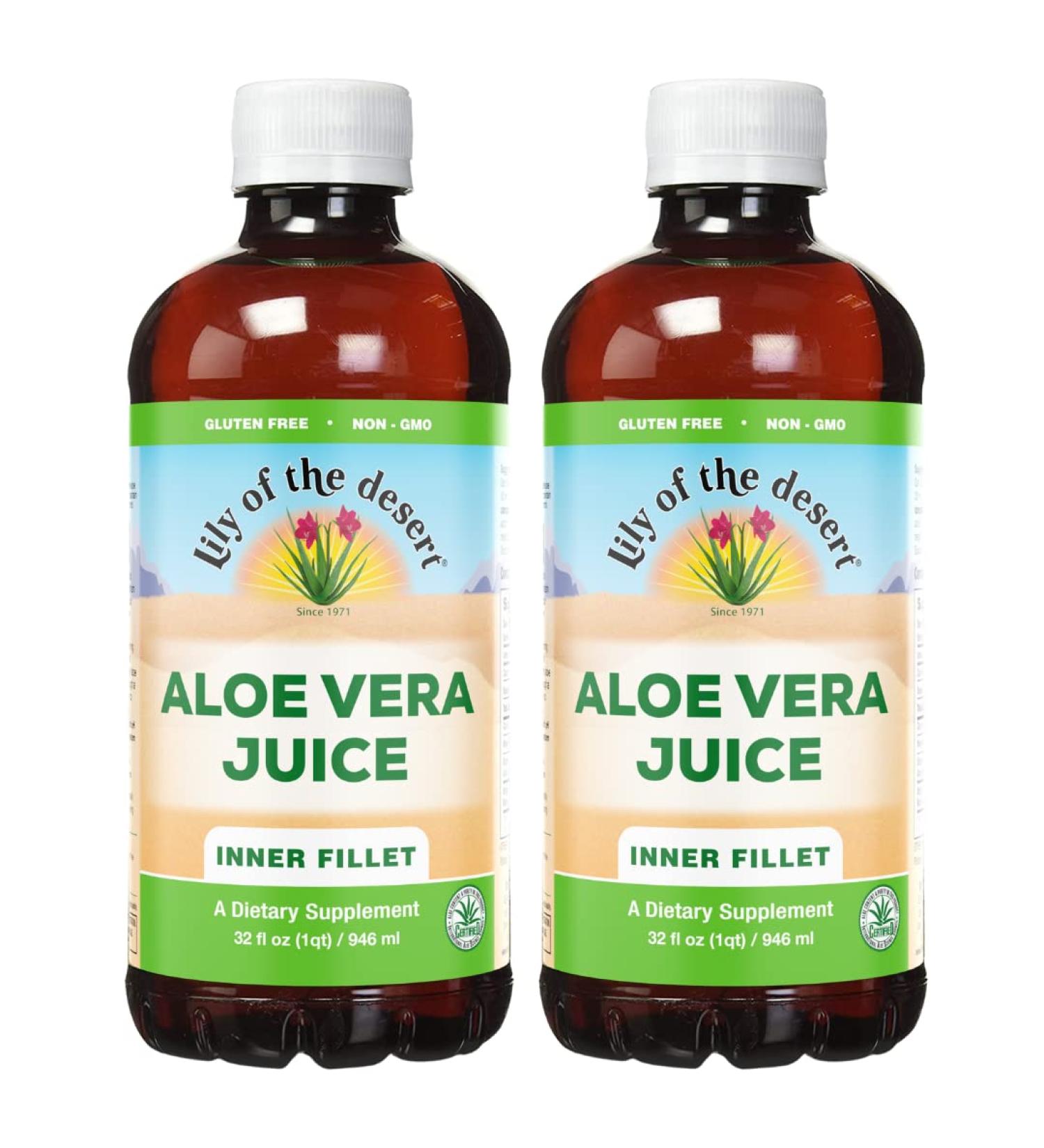 Lily of the Desert Organic Aloe Vera Juice Drink - Vegan, USDA Certified Inner Fillet, Gluten Free, Liquid Digestive Aid - 32 Fl Oz, Pack of 2 - Buy Online on GoSupps.com
