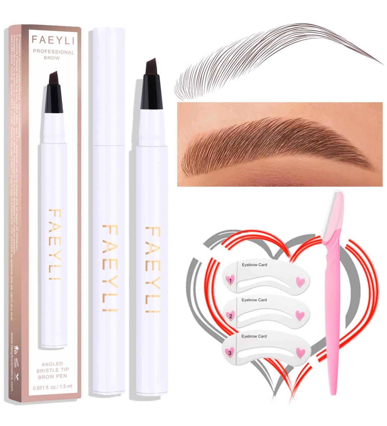 Long-Lasting Waterproof Eyebrow Pen - Smudge-Proof Dark Brown Liquid Makeup for Women | Tilted-Pronged Tip for Natural Eyebrows - Buy Online on GoSupps.com