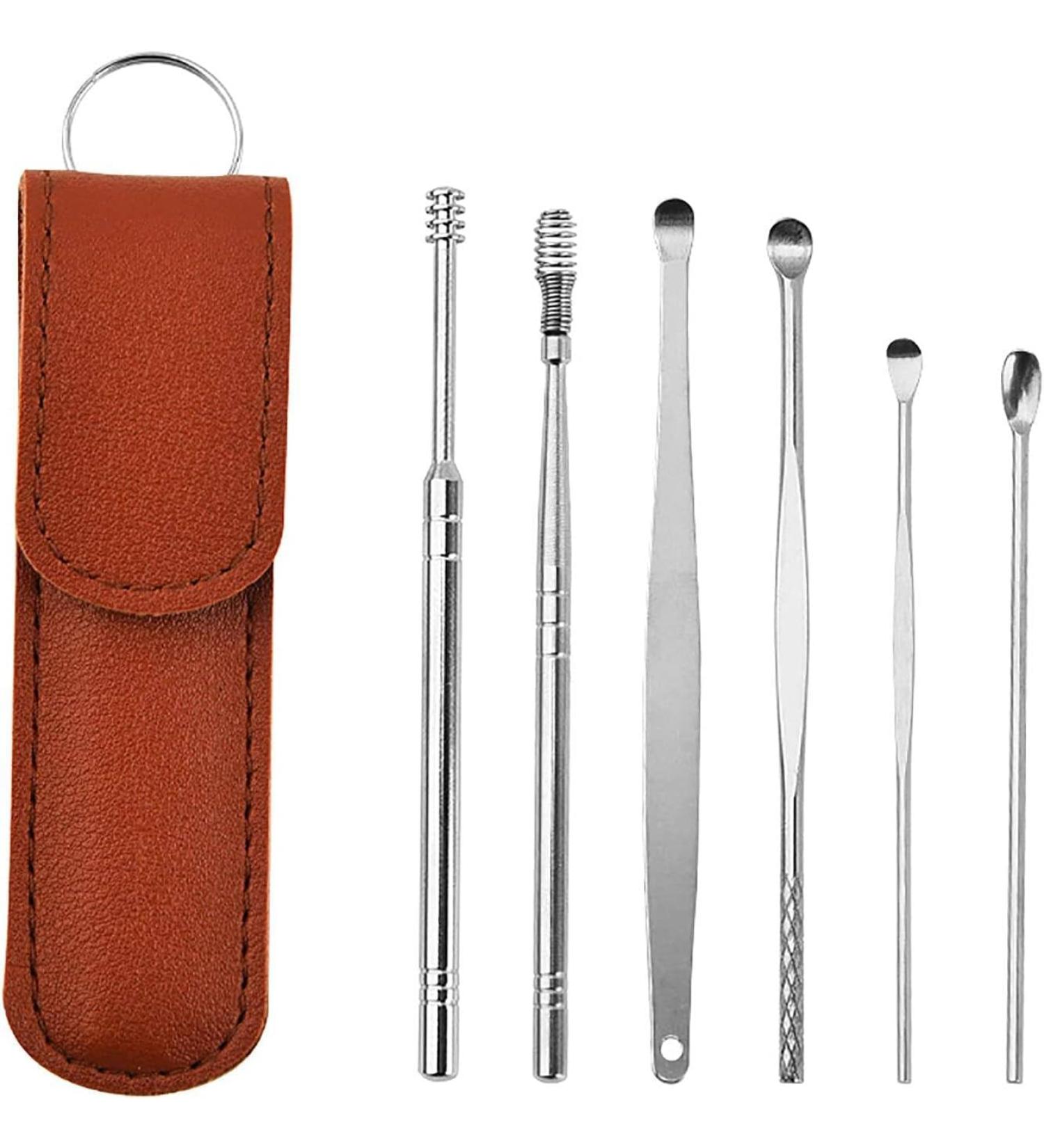 Spring Earwax Cleaner Tool Set- 6-in-1 Ear Pick Kit for Ear Wax Removal - Reusable Ear Cleaner for Acne & Wart Removal - Buy Online on GoSupps.com