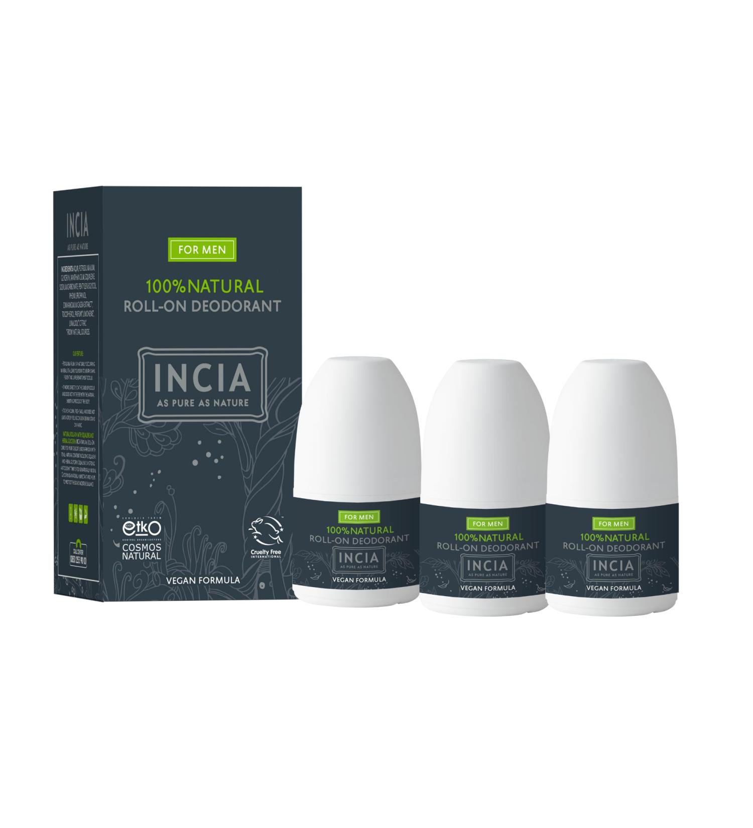 Incia Natural Deodorant | Vegan | Aluminum Free Deodorant for Men| Fresh |Cruelty Free Paraben Free Natural Fragrance (Men Pack of 3) Men 1.76 Fl Oz (Pack of 3) - Buy Online on GoSupps.com