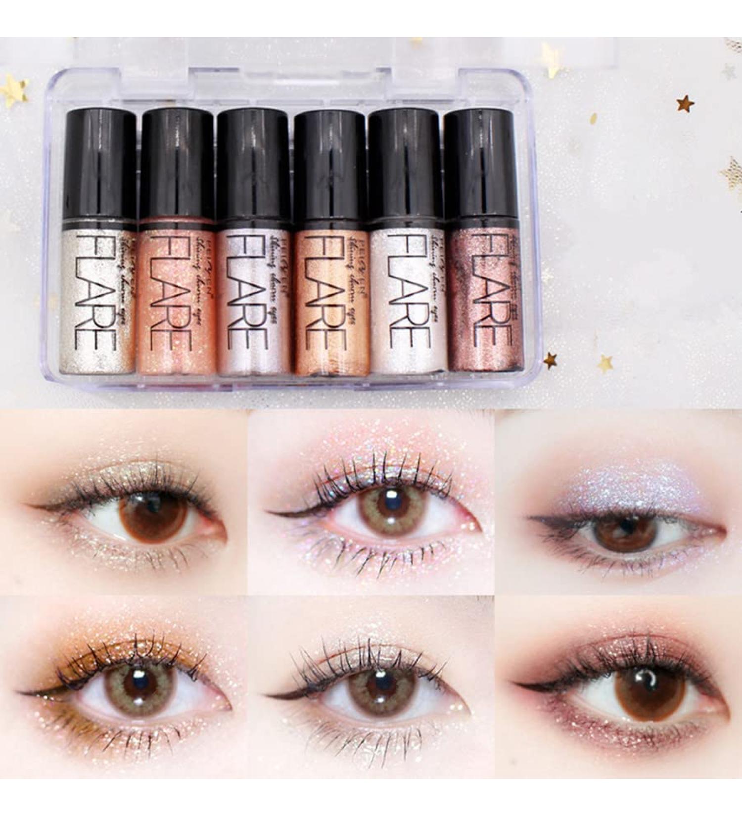 Go Ho 6 Colors Glitter Eyeshadow - Liquid Eyeliner Diamond Shine Eye Stick | Highly Pigmented Long-Wearing Makeup for Women - Buy Online on GoSupps.com