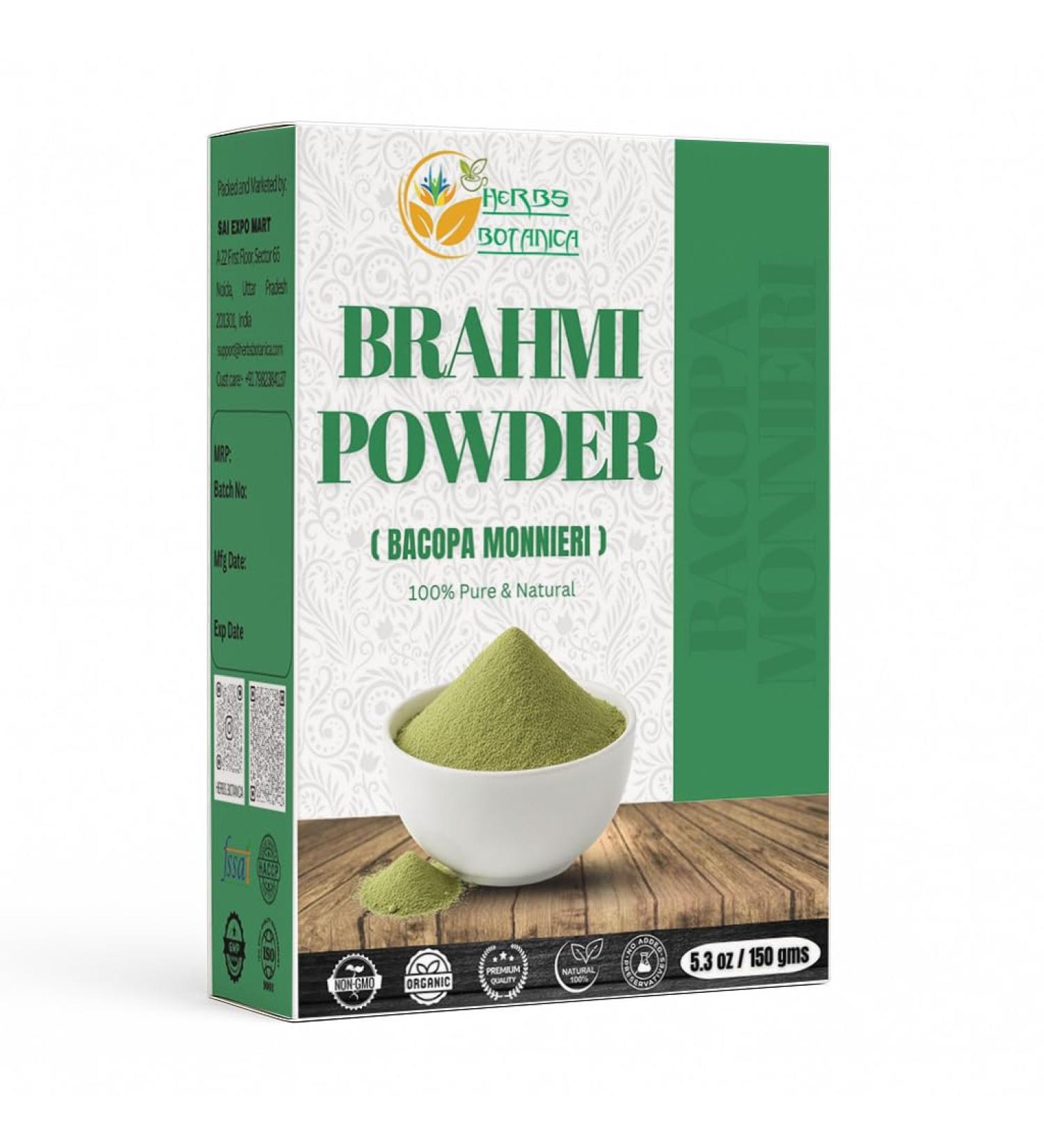 Herbs Botanica Brahmi Powder Bacopa Powder Centella Asiatica Ayurvedic Herb Natural Hair Care Promotes Hair Growth | 5.5 oz (150 GMS) Brahmi / Bacopa monnieri Powder - Buy Online on GoSupps.com
